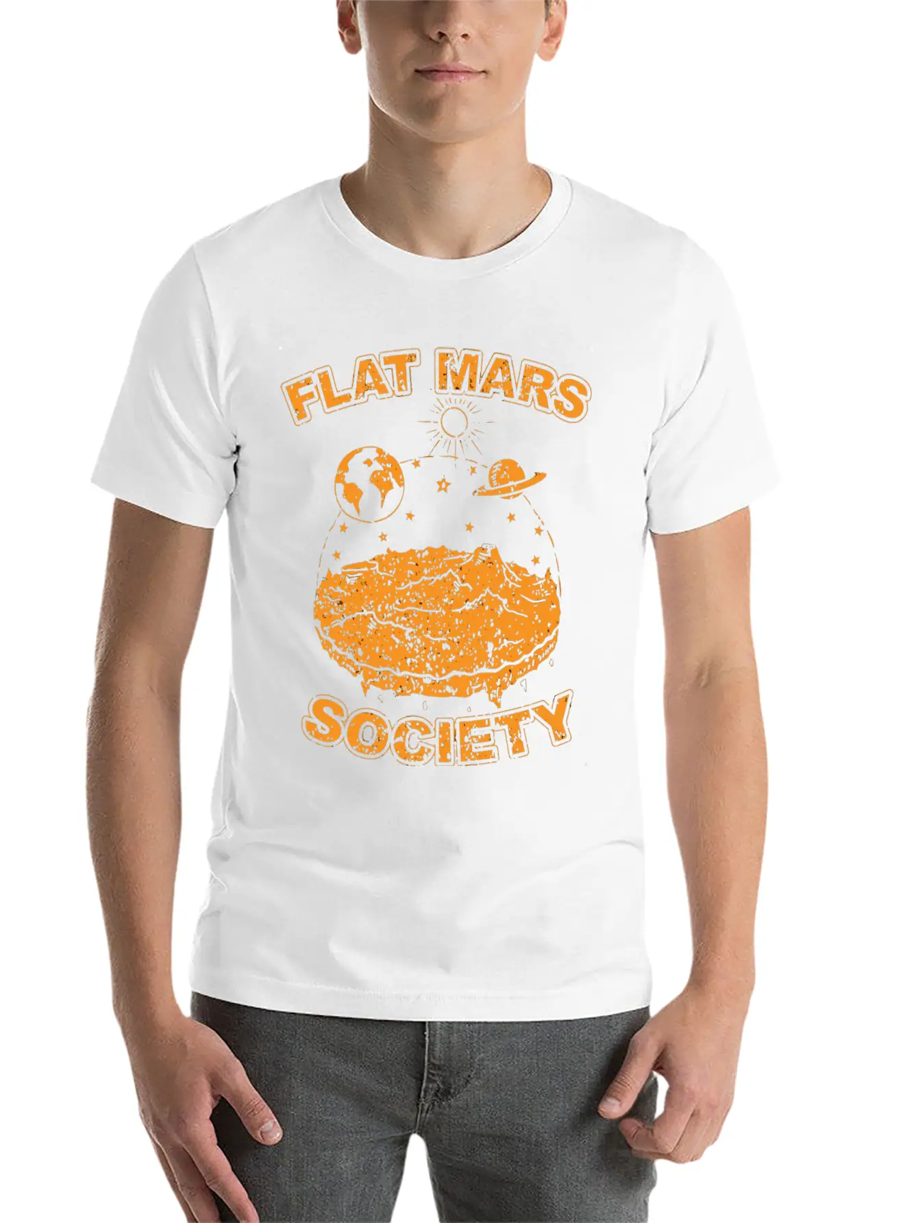 Flat Mar Socity Flat Earth Uivr SciFi S 2029 Unisex Short Sleeve Soft Cotton T-Shirt – Casual Everyday Wear