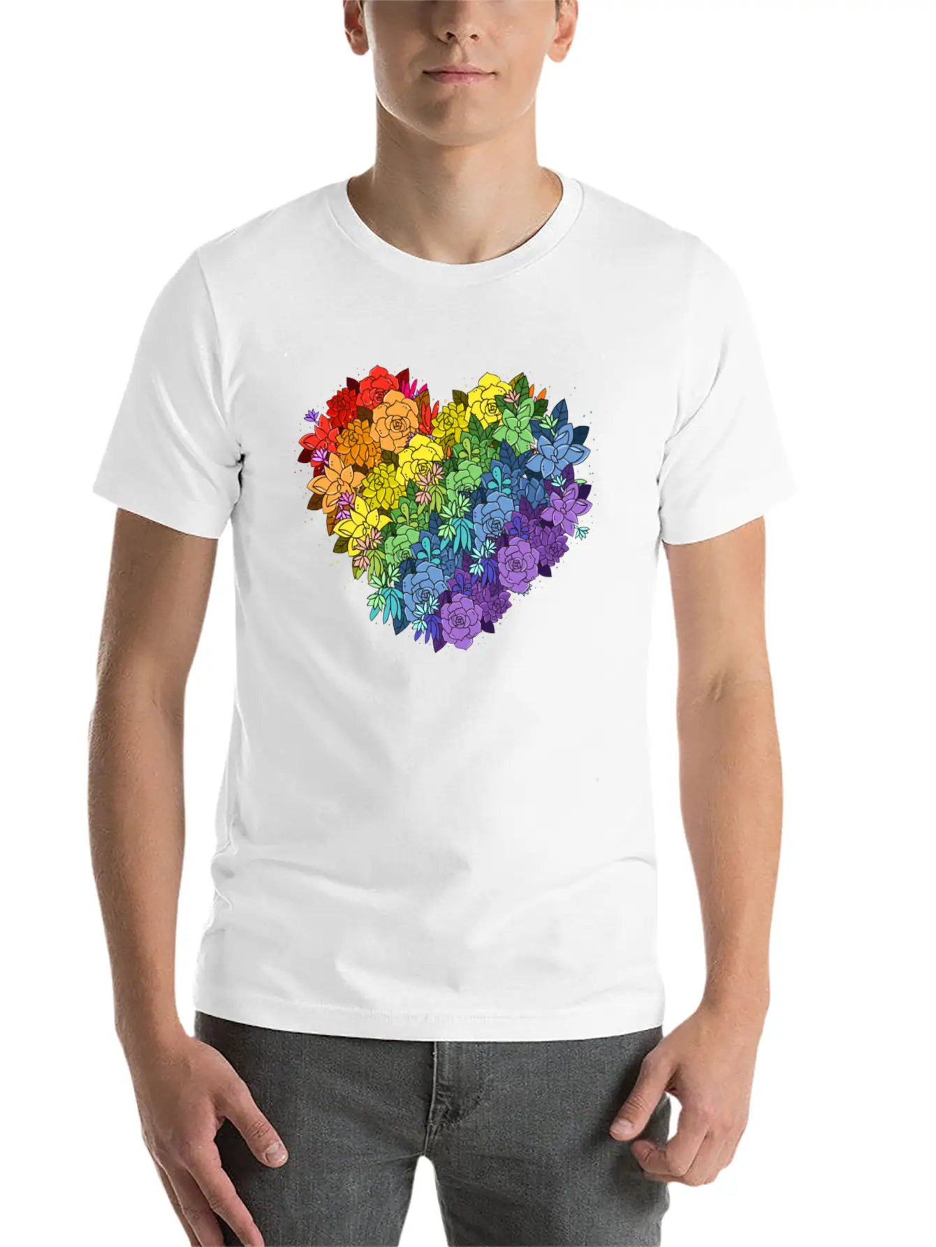 Floral Lgbt Heart Essential Unisex Summer Tee – Soft Cotton Casual Fit