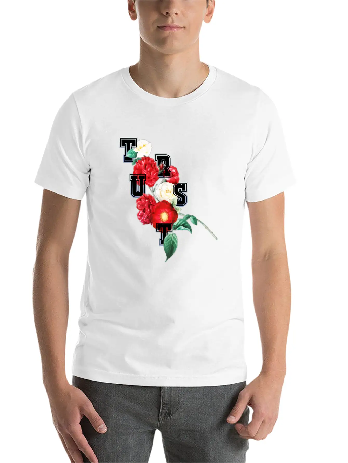 Flower And Trust Stylish Everyday T-Shirt – Unisex Basic Cotton Tee
