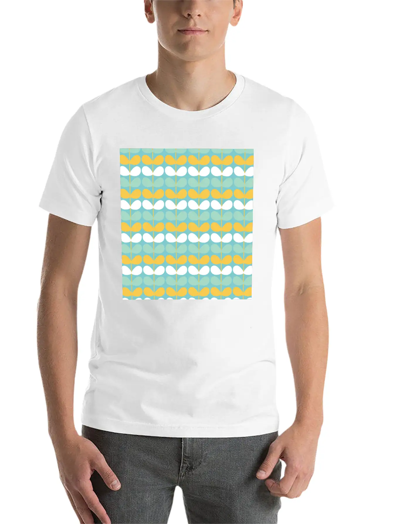 Flower Stem Pattern Unisex Short Sleeve Soft Cotton T-Shirt – Casual Everyday Wear