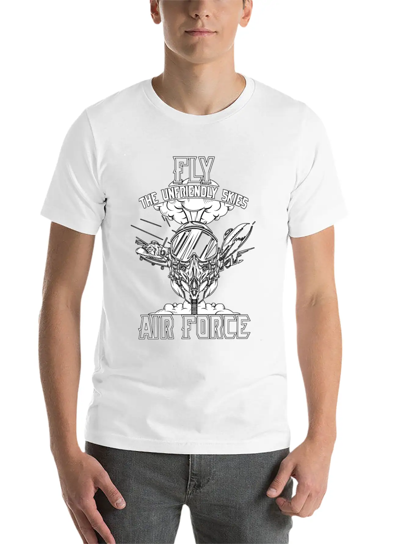 Fly The Unfriendly Skies Air Force Unisex Short Sleeve Soft Cotton T-Shirt – Casual Everyday Wear