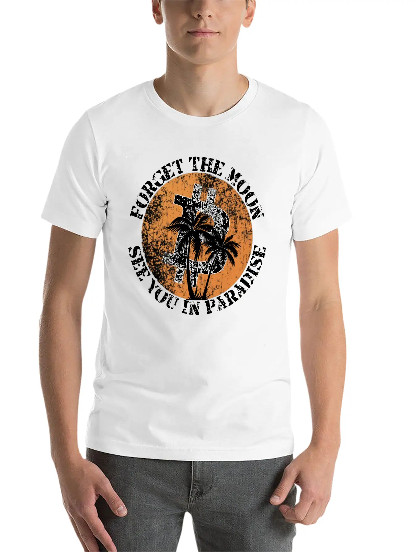 Forget The Moon See You In Paradise Crypto Design Stylish Everyday T-Shirt – Unisex Basic Cotton Tee