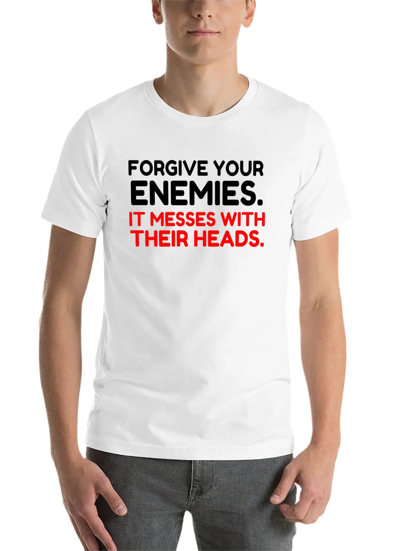 FORGIVE YOUR ENEMIES MESS Stylish Everyday T-Shirt – Unisex Basic Cotton Tee