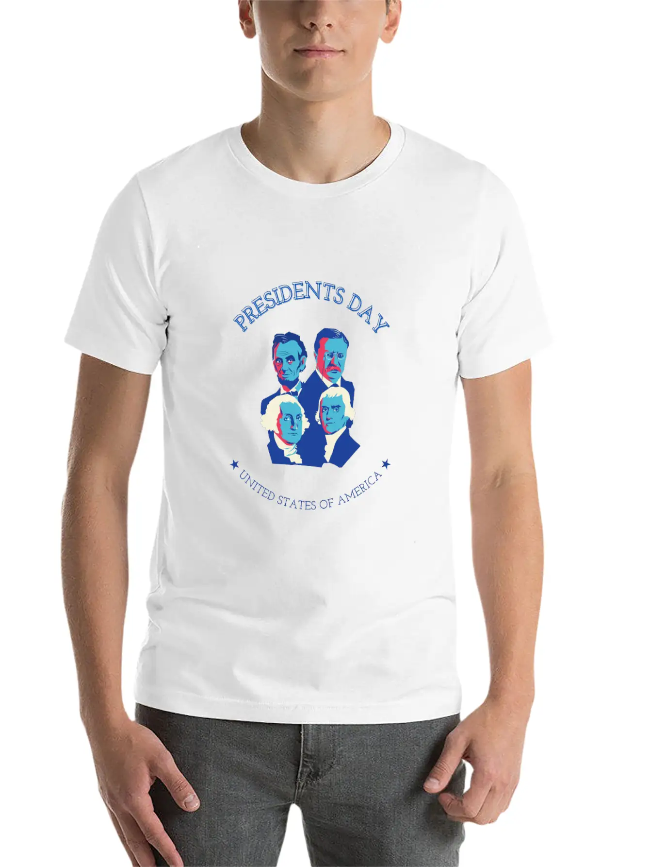 FOUR PRESIDENTS. PRESIDENTS DAY Unisex Short Sleeve Soft Cotton T-Shirt – Casual Everyday Wear
