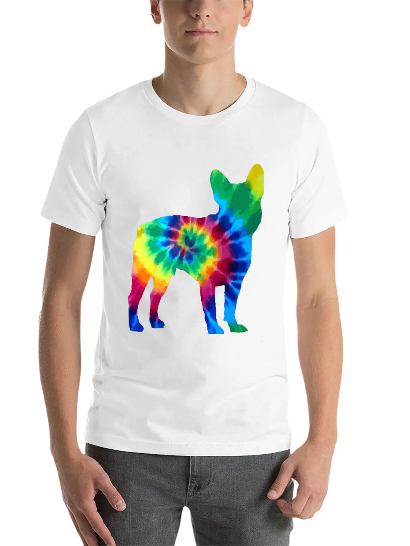 French Bulldog Tie Dye Vintage Hippie Dog Mom Dad Stylish Everyday T-Shirt – Unisex Basic Cotton Tee