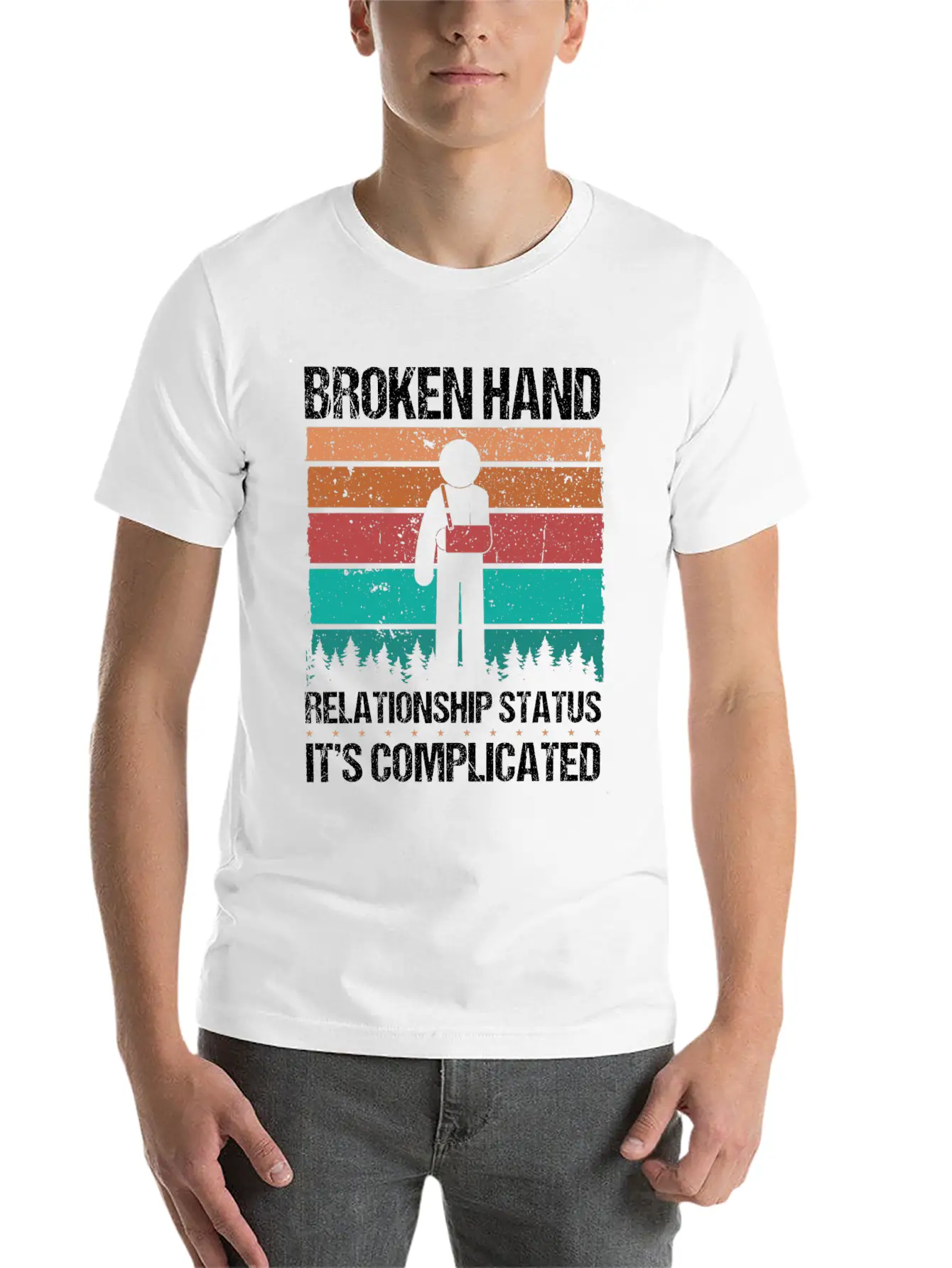 Funny Broken Hand Survivor Broken Hand Recovery Unisex Short Sleeve Soft Cotton T-Shirt – Casual Everyday Wear