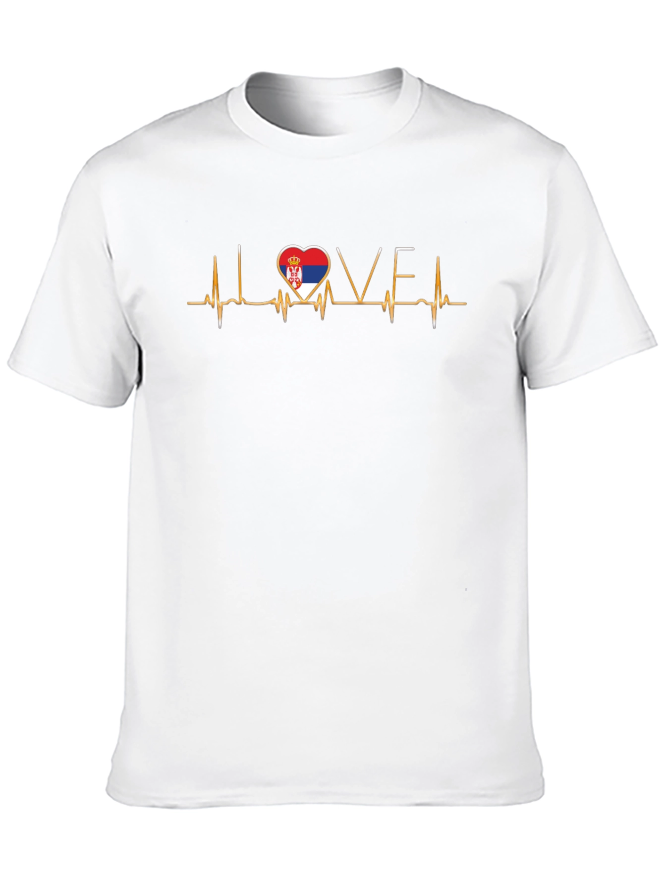 Serbia Flag Heartbeat Love Black T-Shirt