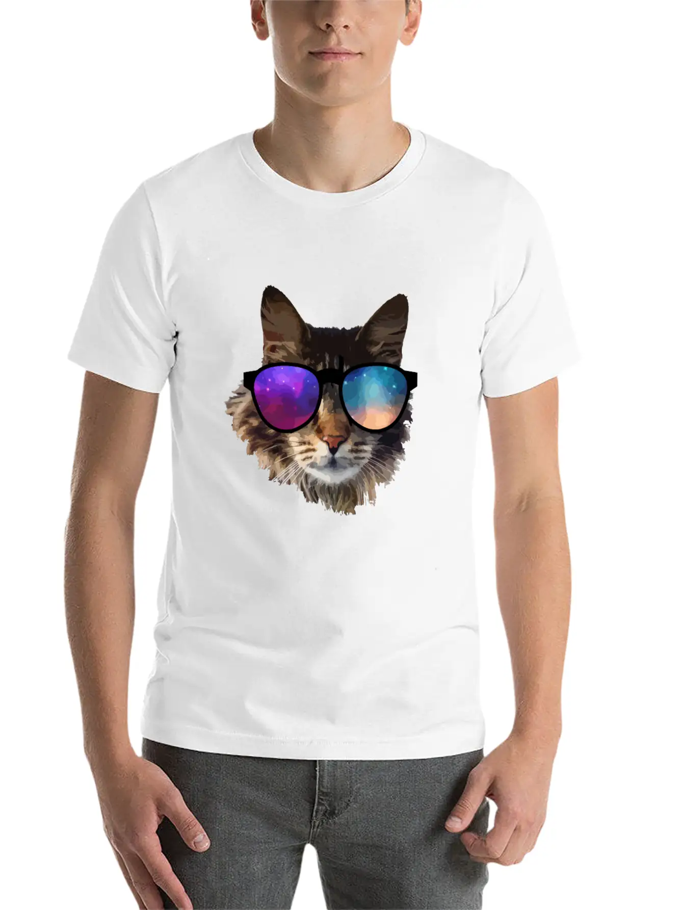 Galaxy Cat Unisex Short Sleeve Soft Cotton T-Shirt – Casual Everyday Wear