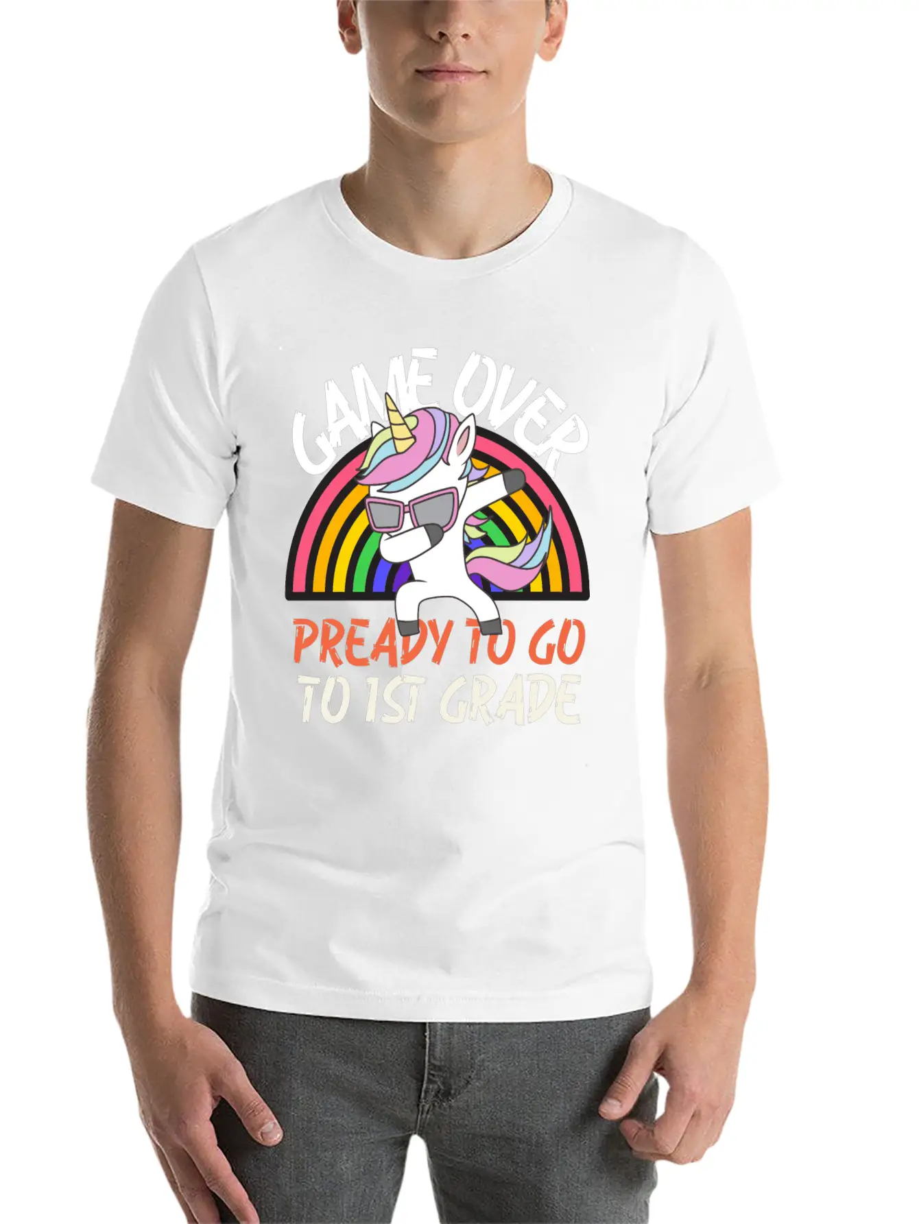 Game Over Ready To Go To 1st Grade, Back To School Stylish Everyday T-Shirt – Unisex Basic Cotton Tee