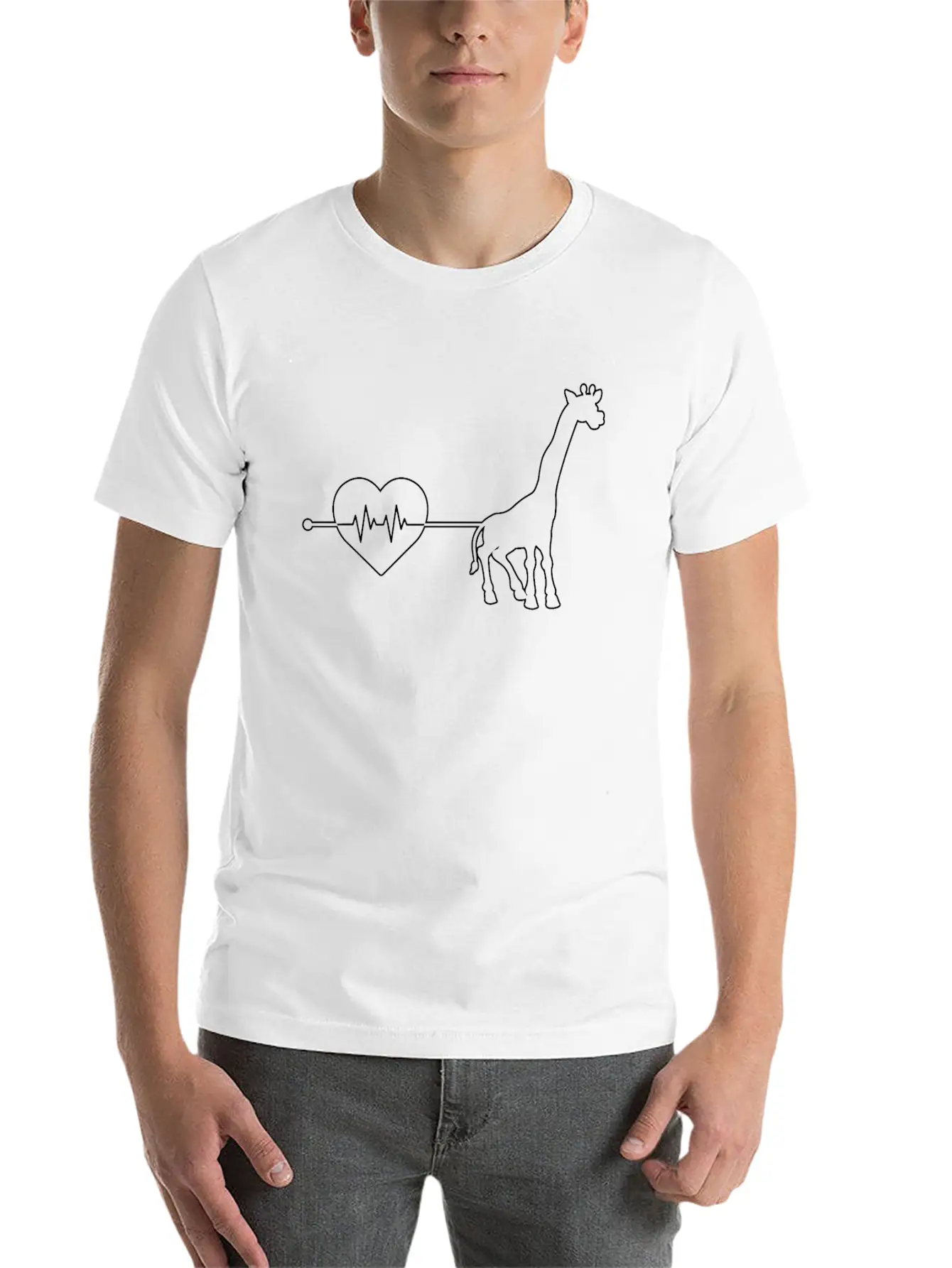 Giraffe Heartbeat Unisex Casual T-Shirt – Clean Design For Daily Comfort