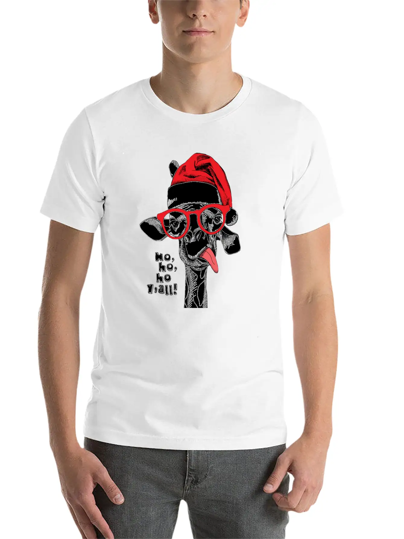 Giraffe Santa Essential Unisex Summer Tee – Soft Cotton Casual Fit