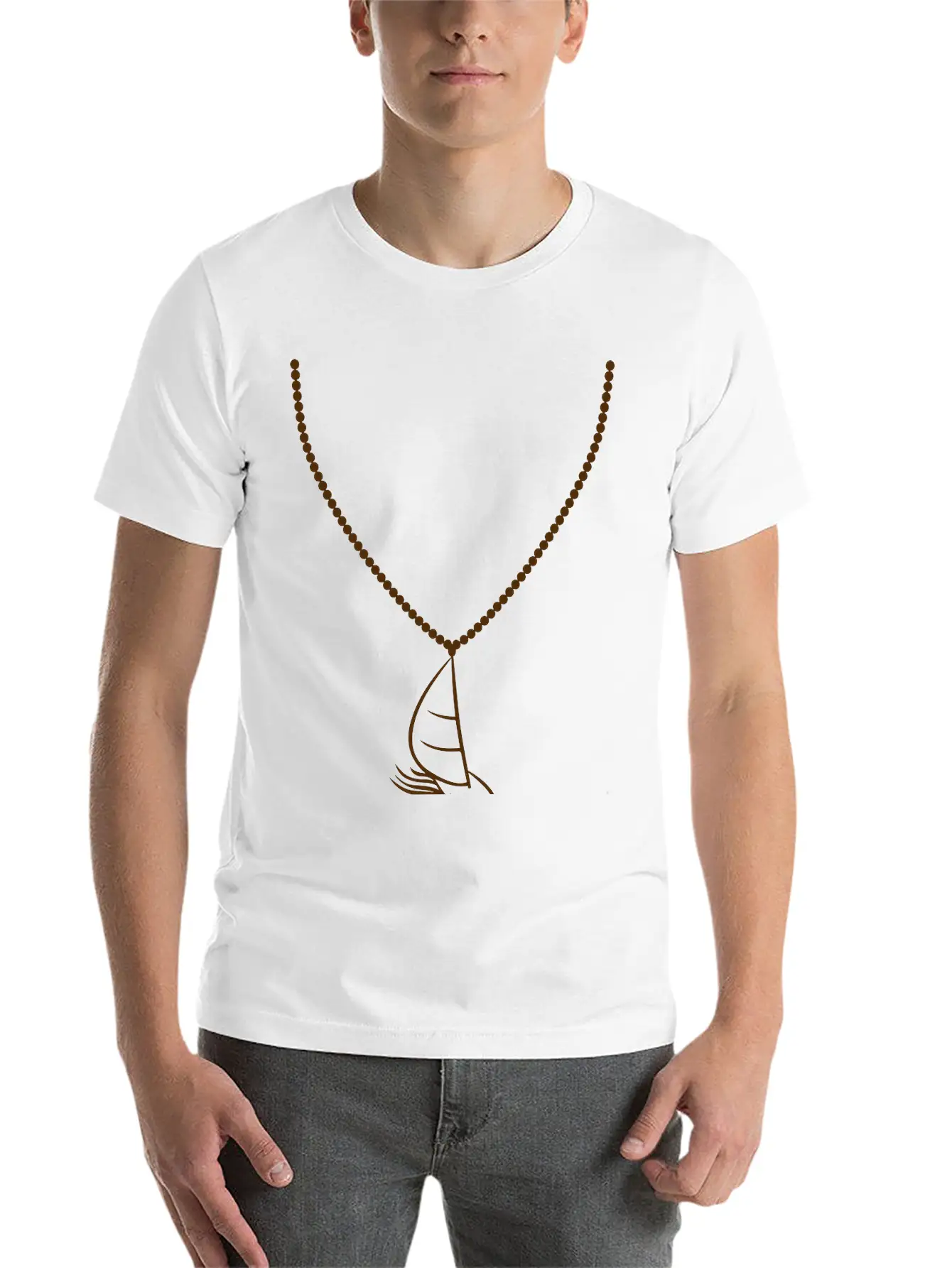Gold Necklace Jewelry Sea Waves Boat Sailing Ship Stylish Everyday T-Shirt – Unisex Basic Cotton Tee