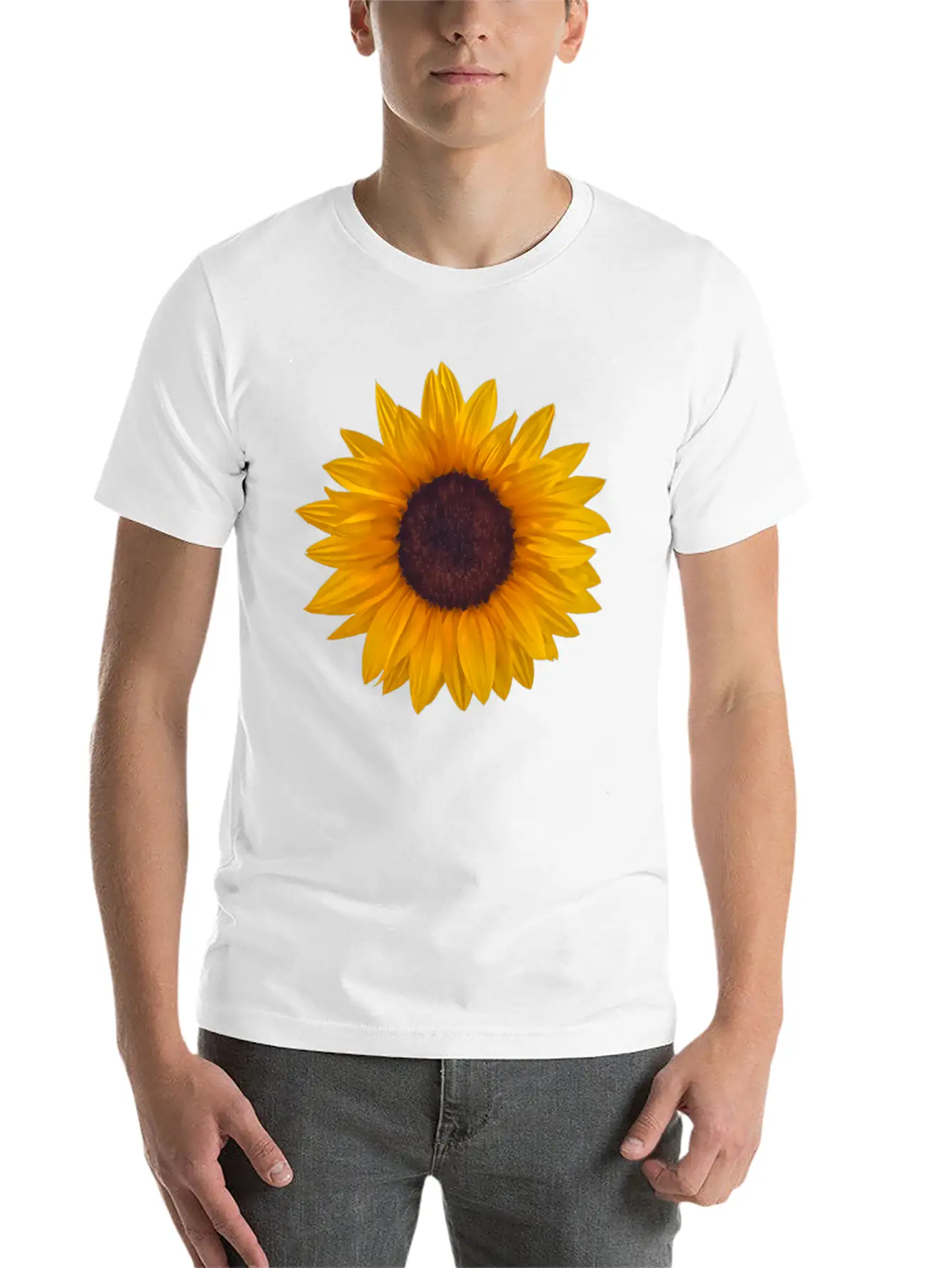Golden Sunflower Comfortable Minimalist Graphic Tee – Summer Style Essential