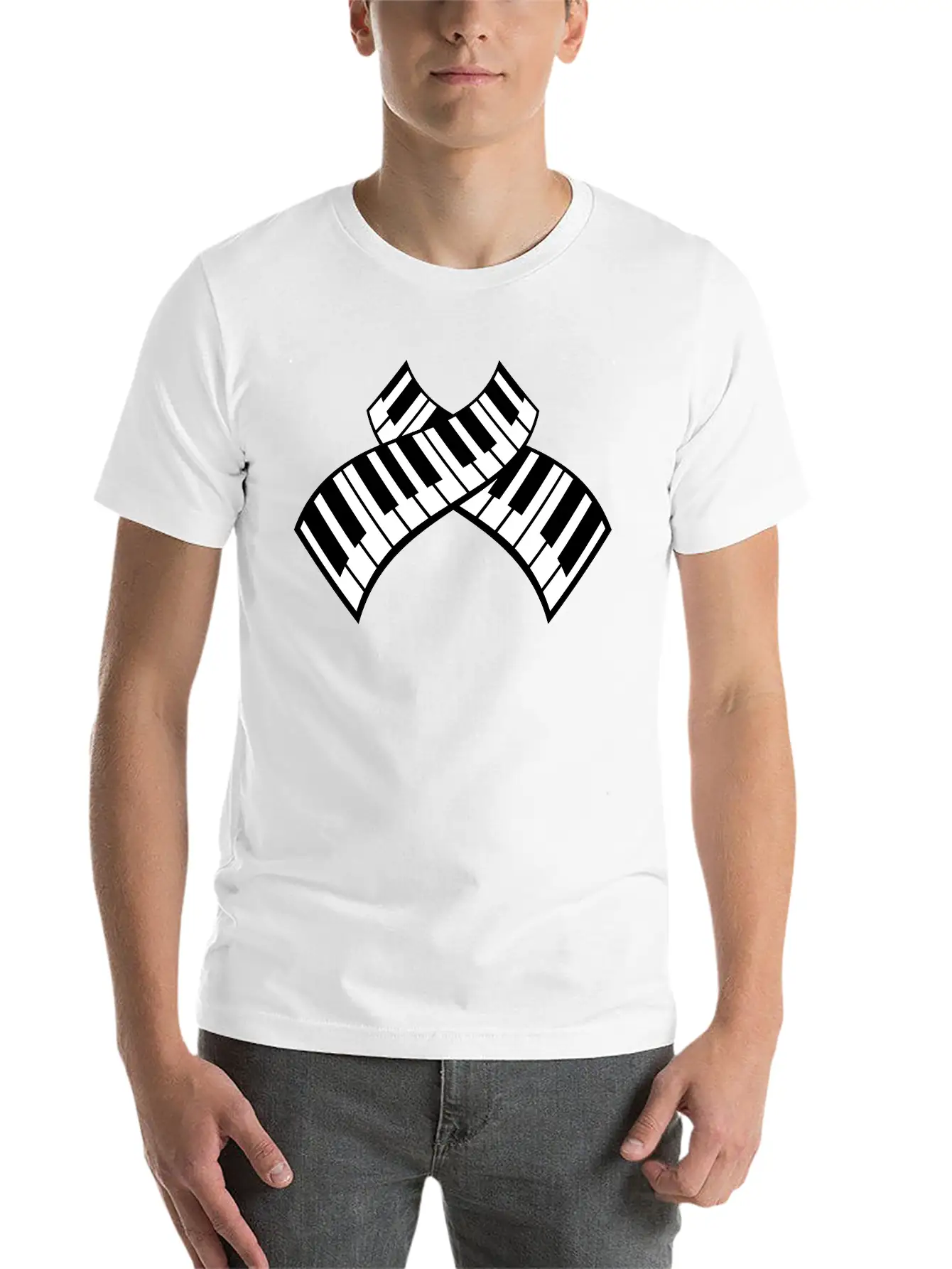 Grand Piano Organ Synthesizer Keyboard Music Logo Stylish Everyday T-Shirt – Unisex Basic Cotton Tee