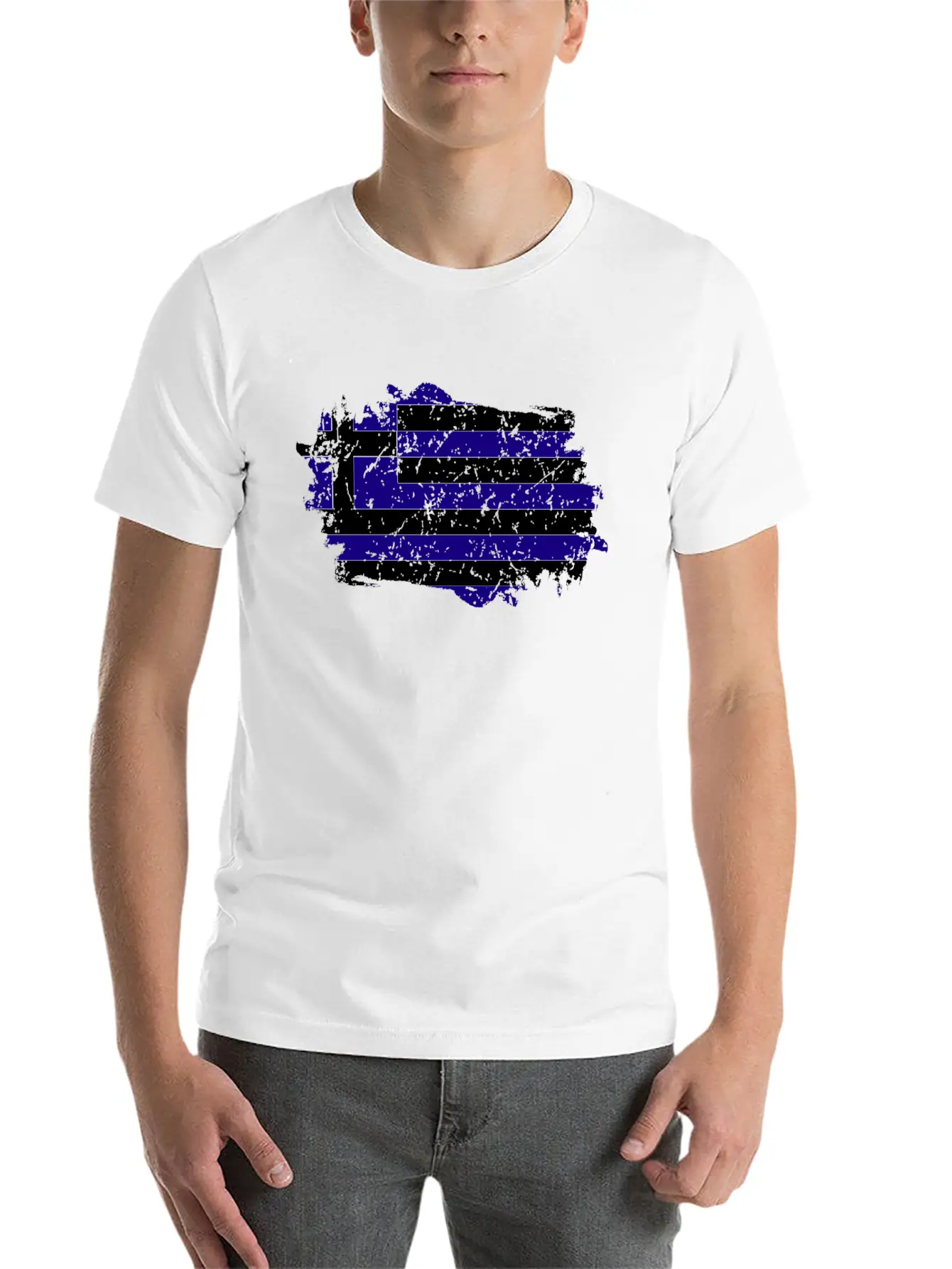 Greece Flag Grunge Country Flag Greece Timeless Short Sleeve Tee – Comfy And Minimalist Design
