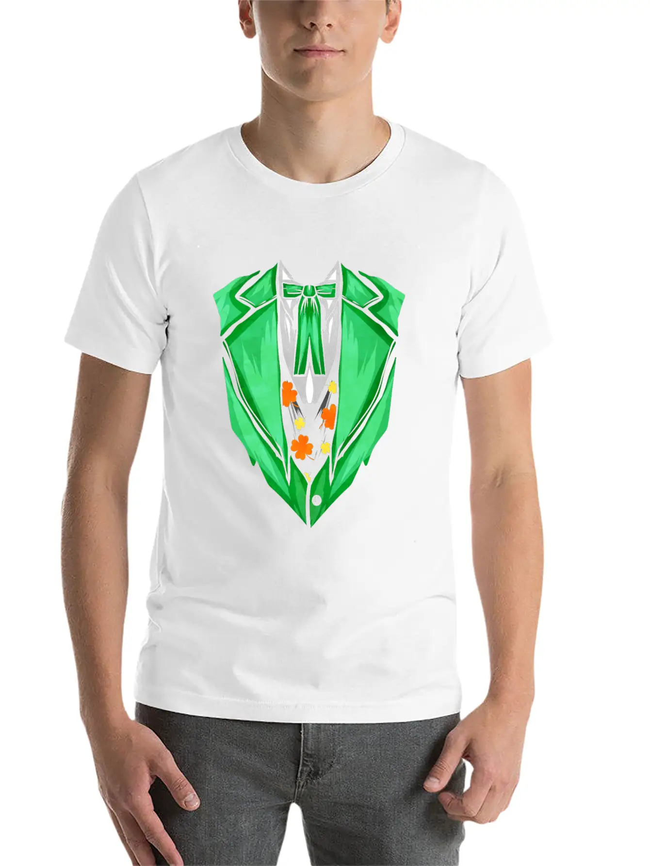 Green Outfit With Bow For St. Patricks Day Unisex Short Sleeve Soft Cotton T-Shirt – Casual Everyday Wear