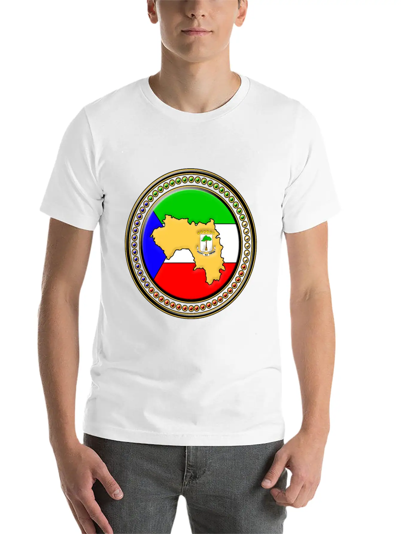 Guinea Flag Map Essential Unisex Summer Tee – Soft Cotton Casual Fit