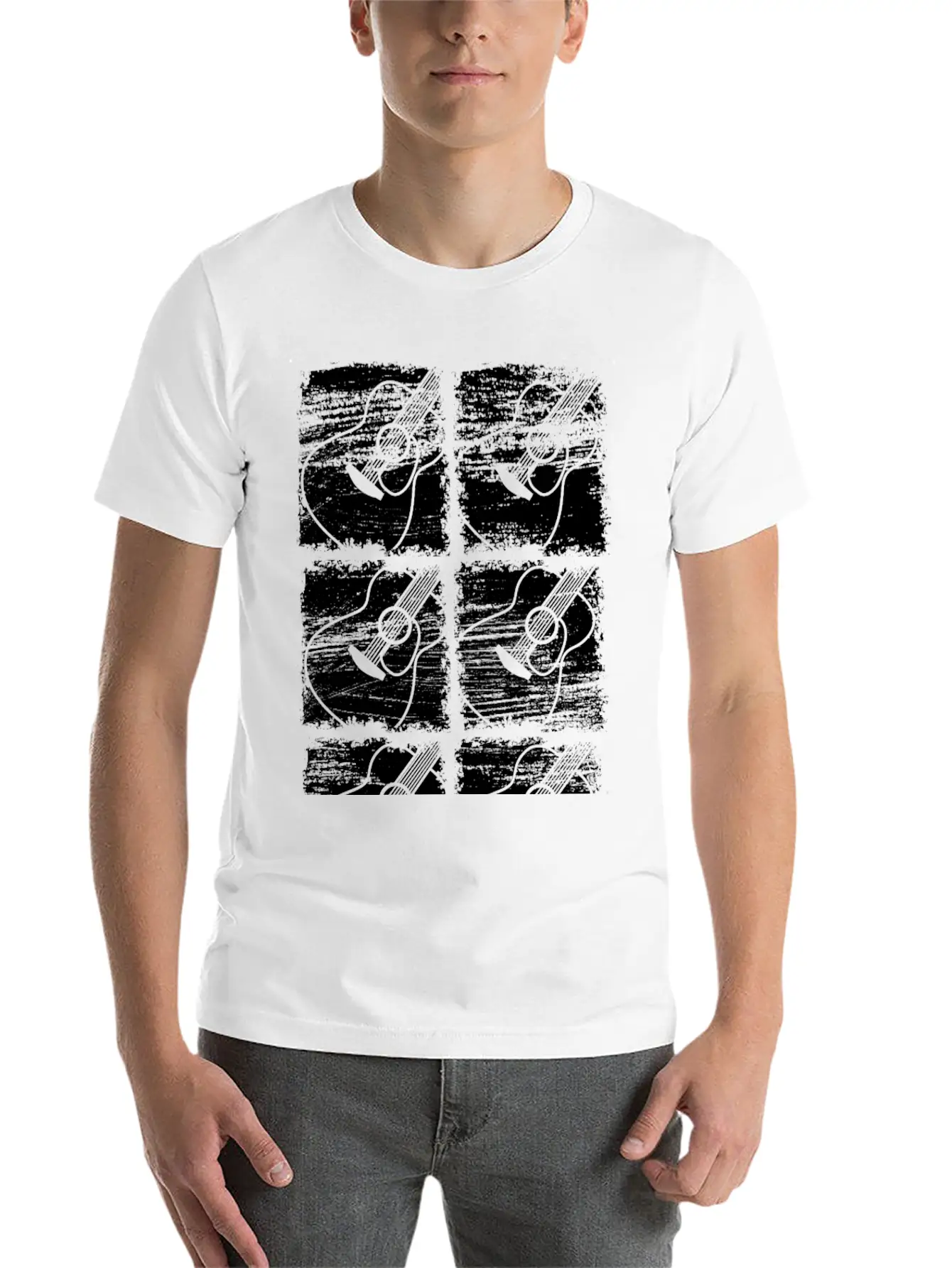 Guitar Drawing Unisex Short Sleeve Soft Cotton T-Shirt – Casual Everyday Wear