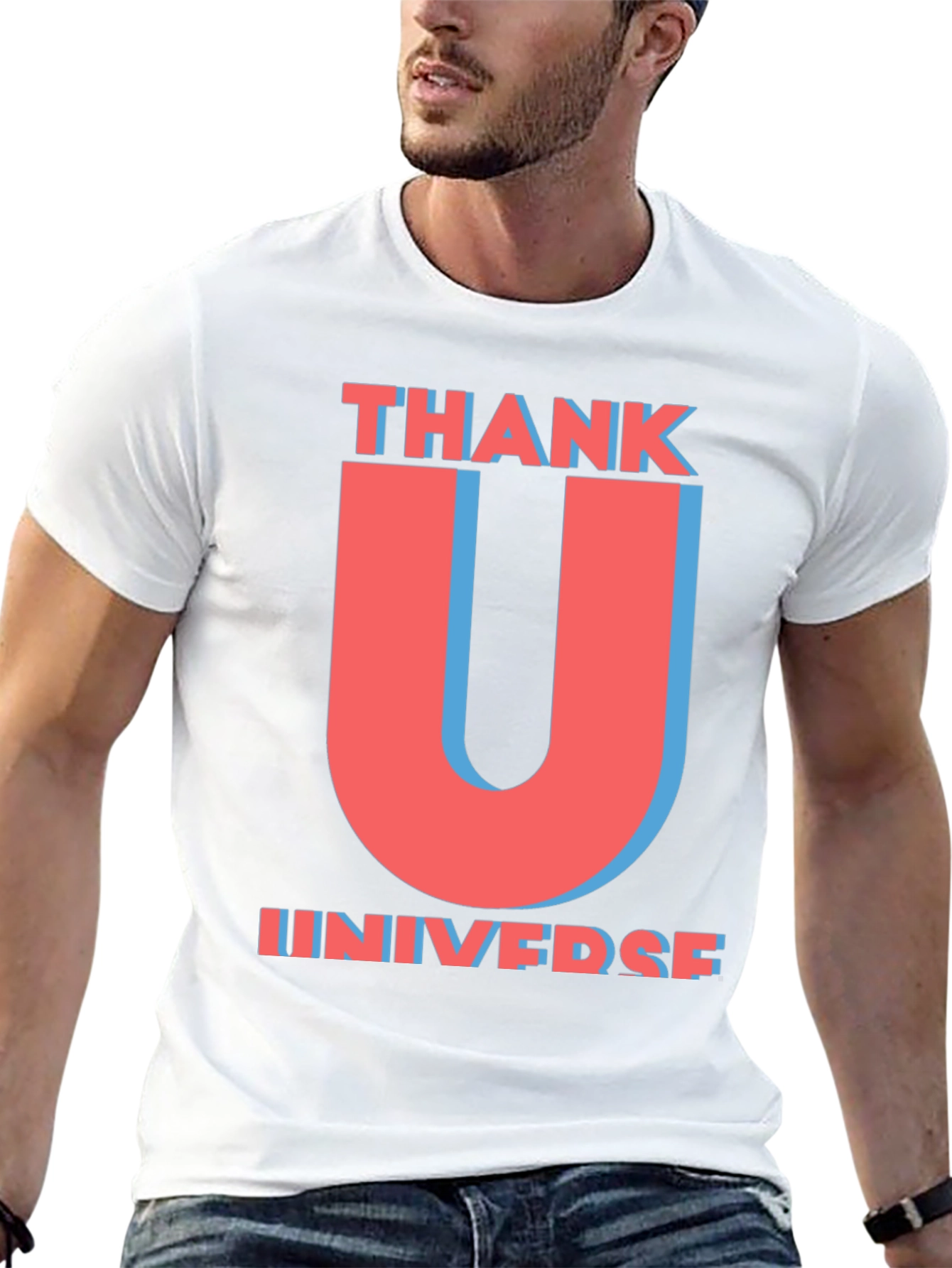 Thank U Universe Graphic T-Shirt - Trendy Black Tee