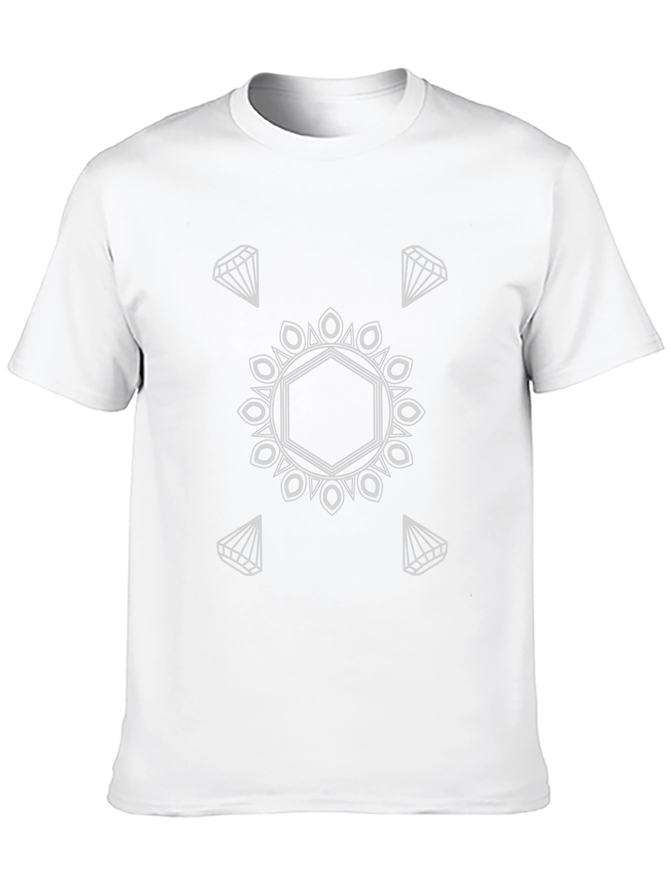 Geometric Diamond Mandala Graphic Black T-Shirt