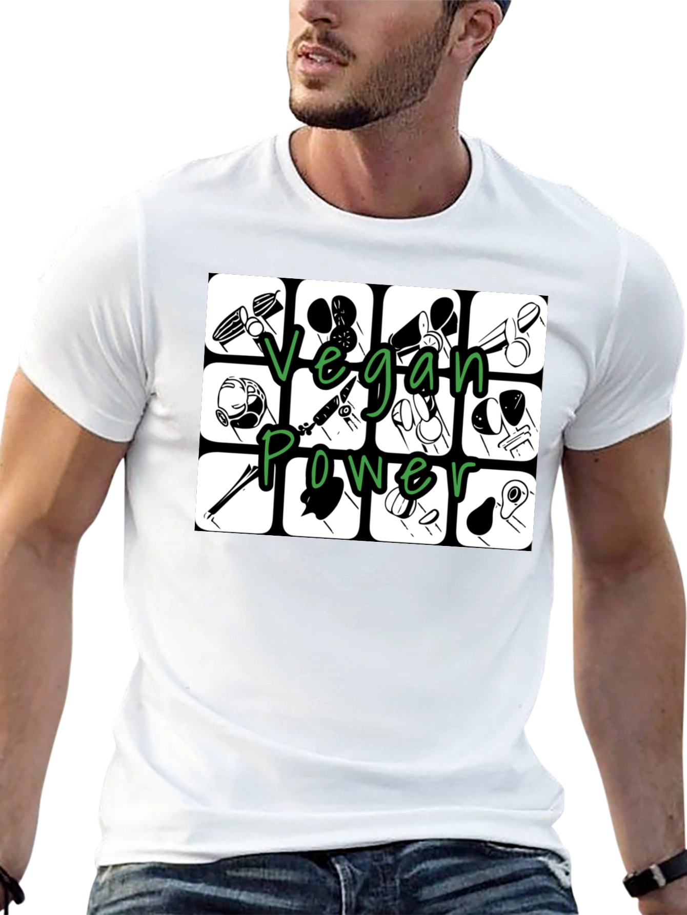 Vegan Power T-Shirt - Black Graphic Tee