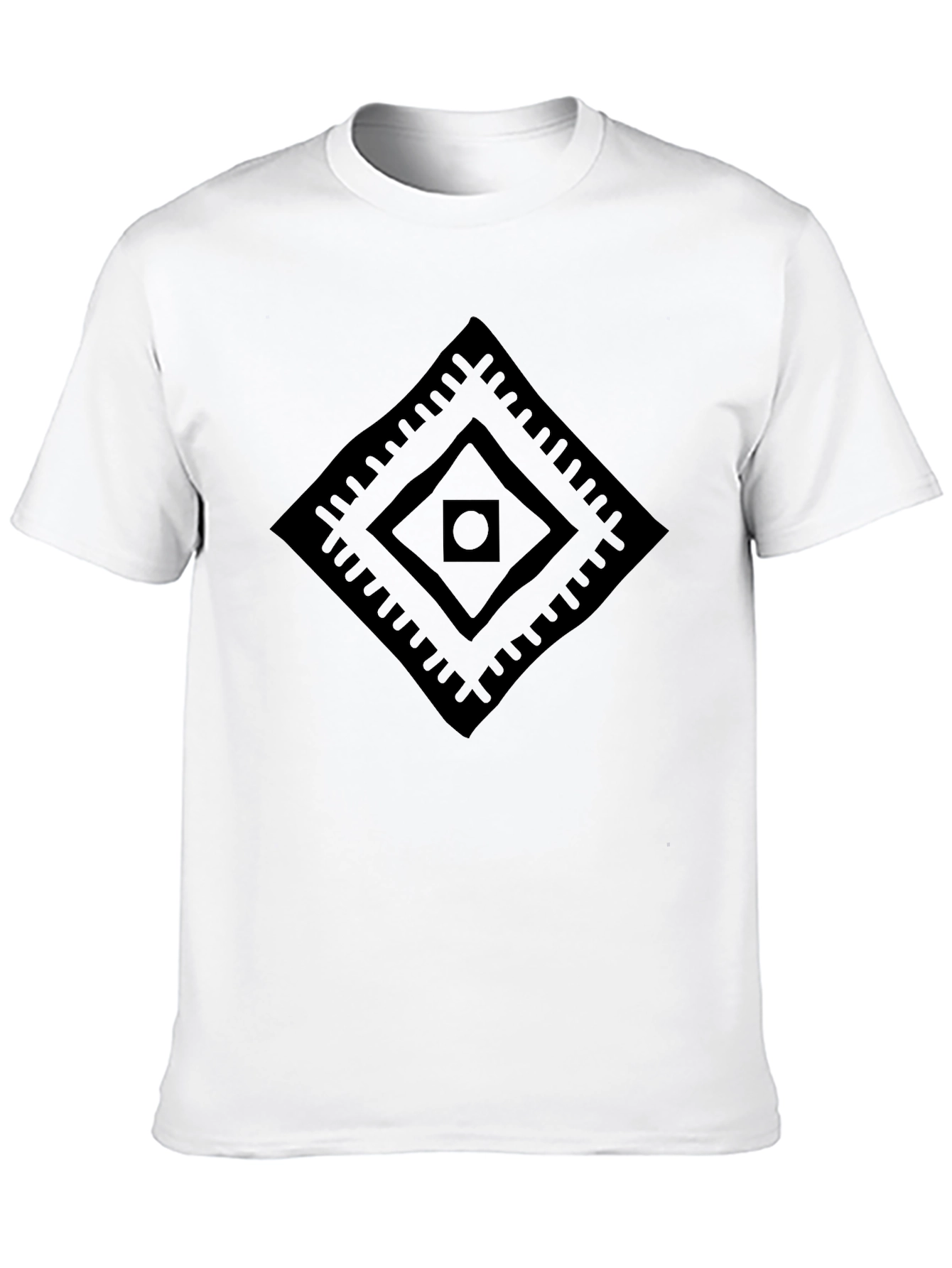 Tribal Diamond Graphic Print Black T-Shirt