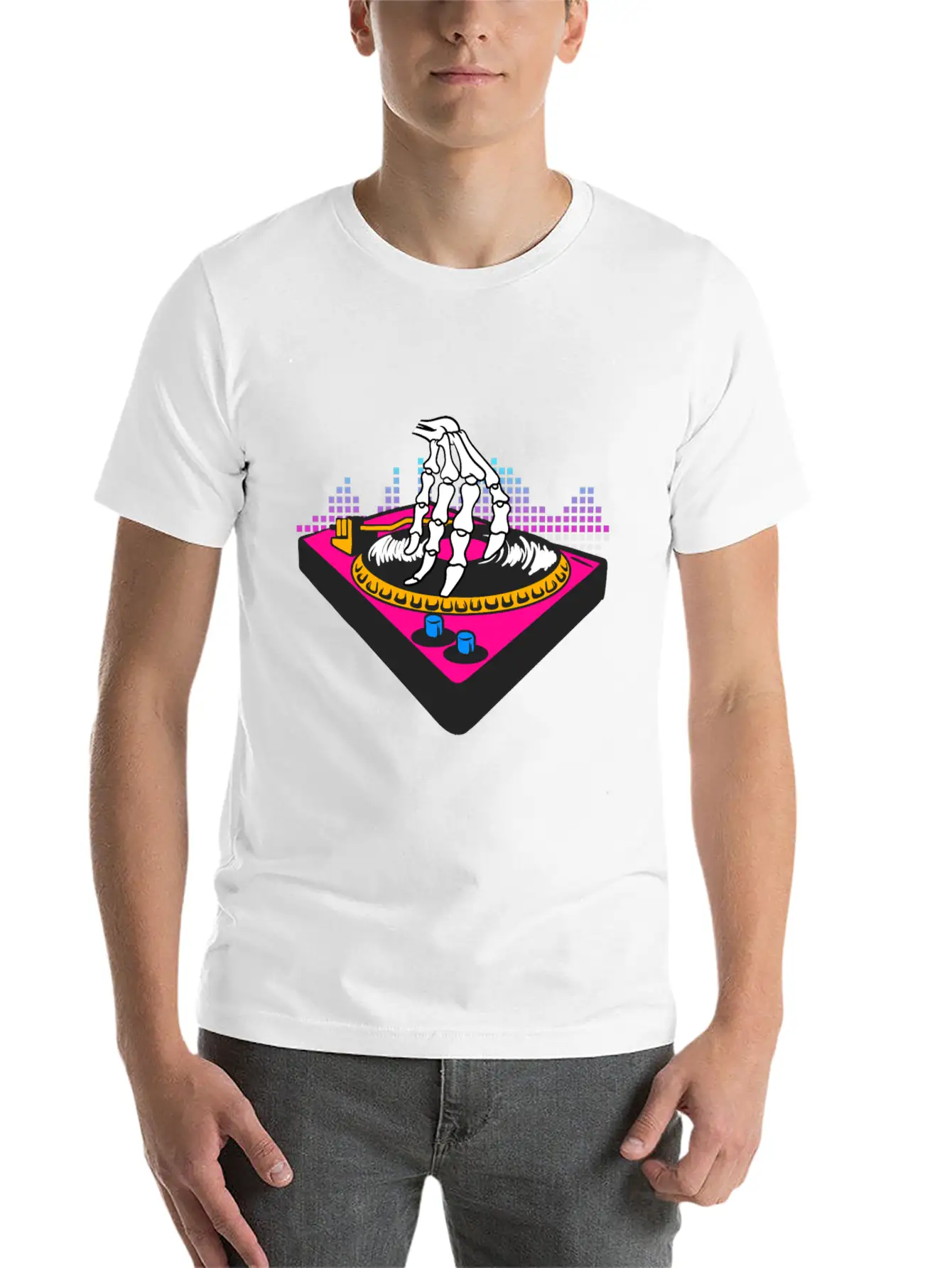 Halloween Party Skeleton Hands Disk Party Basic Graphic T-Shirt – Daily Comfort In Soft Cotton