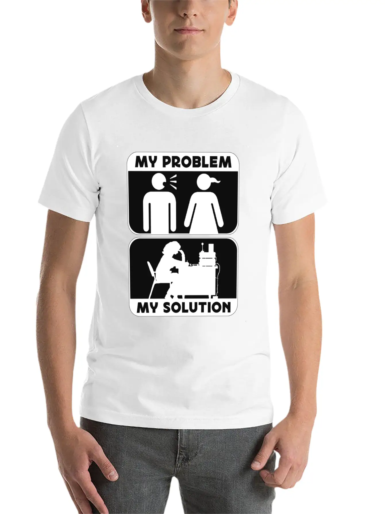 Ham Radio Operator My Problem My Pictogram Mom Dad Timeless Short Sleeve Tee – Comfy And Minimalist Design