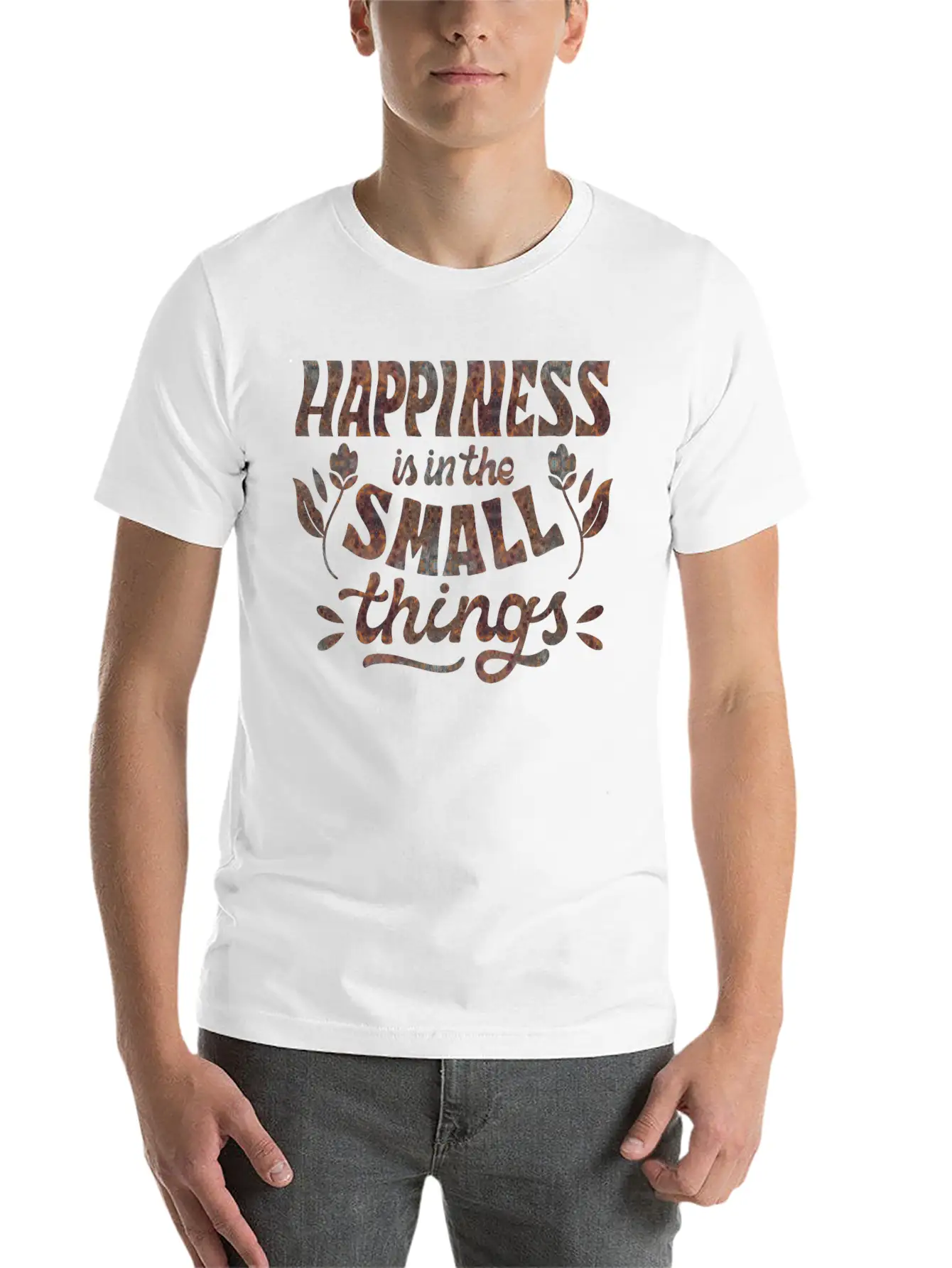 HAPPINESS IS IN THE SMALL THINGS Unisex Casual T-Shirt – Clean Design For Daily Comfort