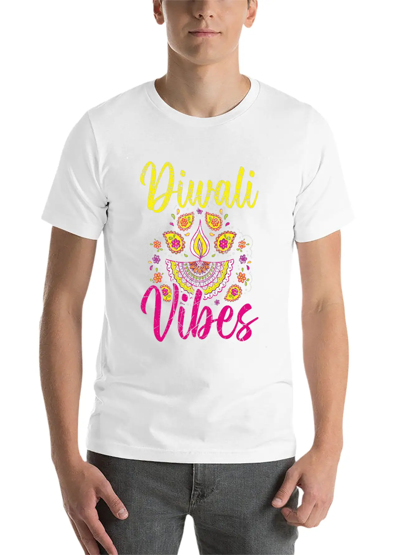 Happy Diwali Diwali Festival Indian Hindu Hinduism Unisex Short Sleeve Soft Cotton T-Shirt – Casual Everyday Wear