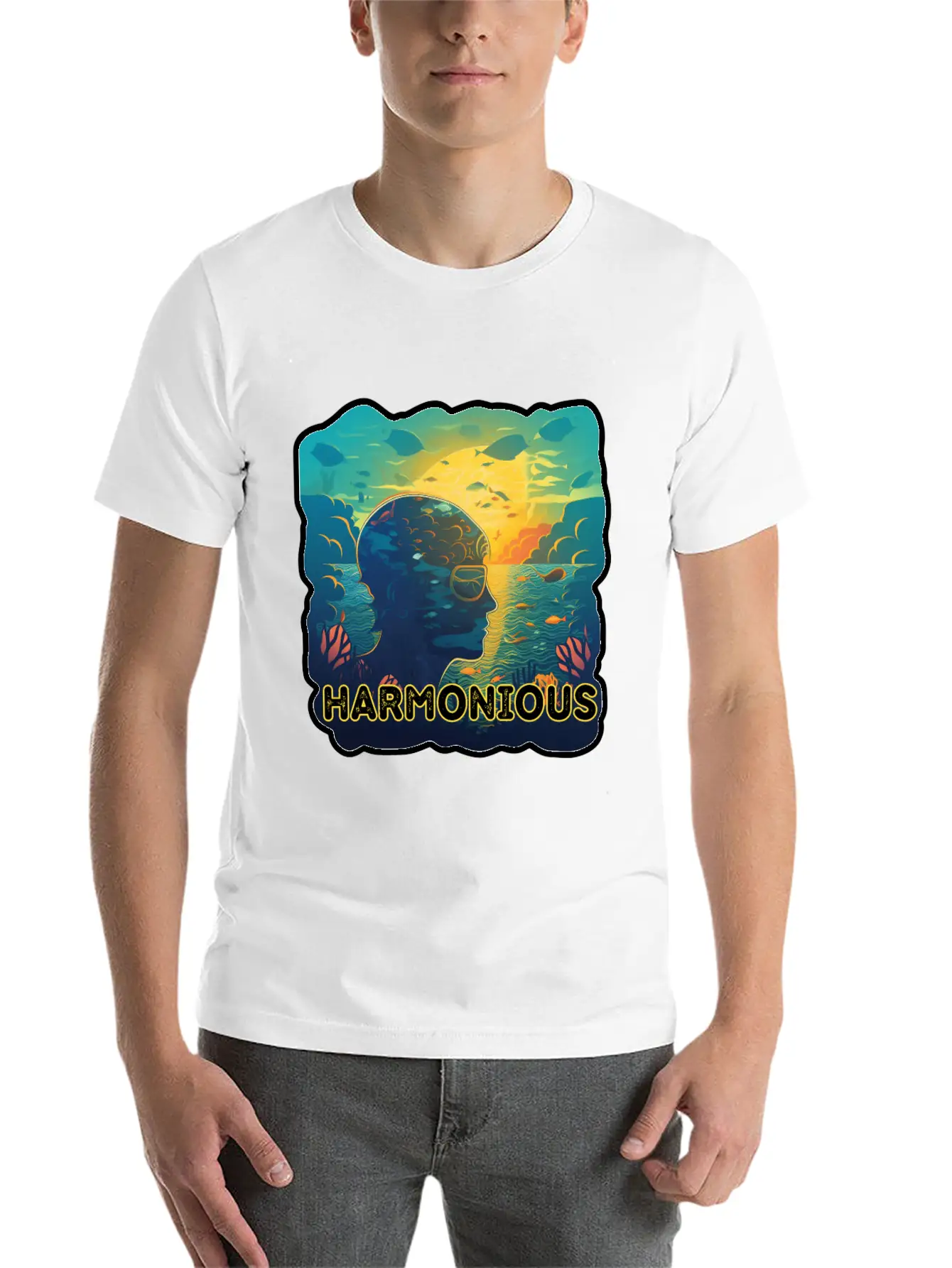 Harmonious Depths Journey Into Ocean Vibes Stylish Everyday T-Shirt – Unisex Basic Cotton Tee
