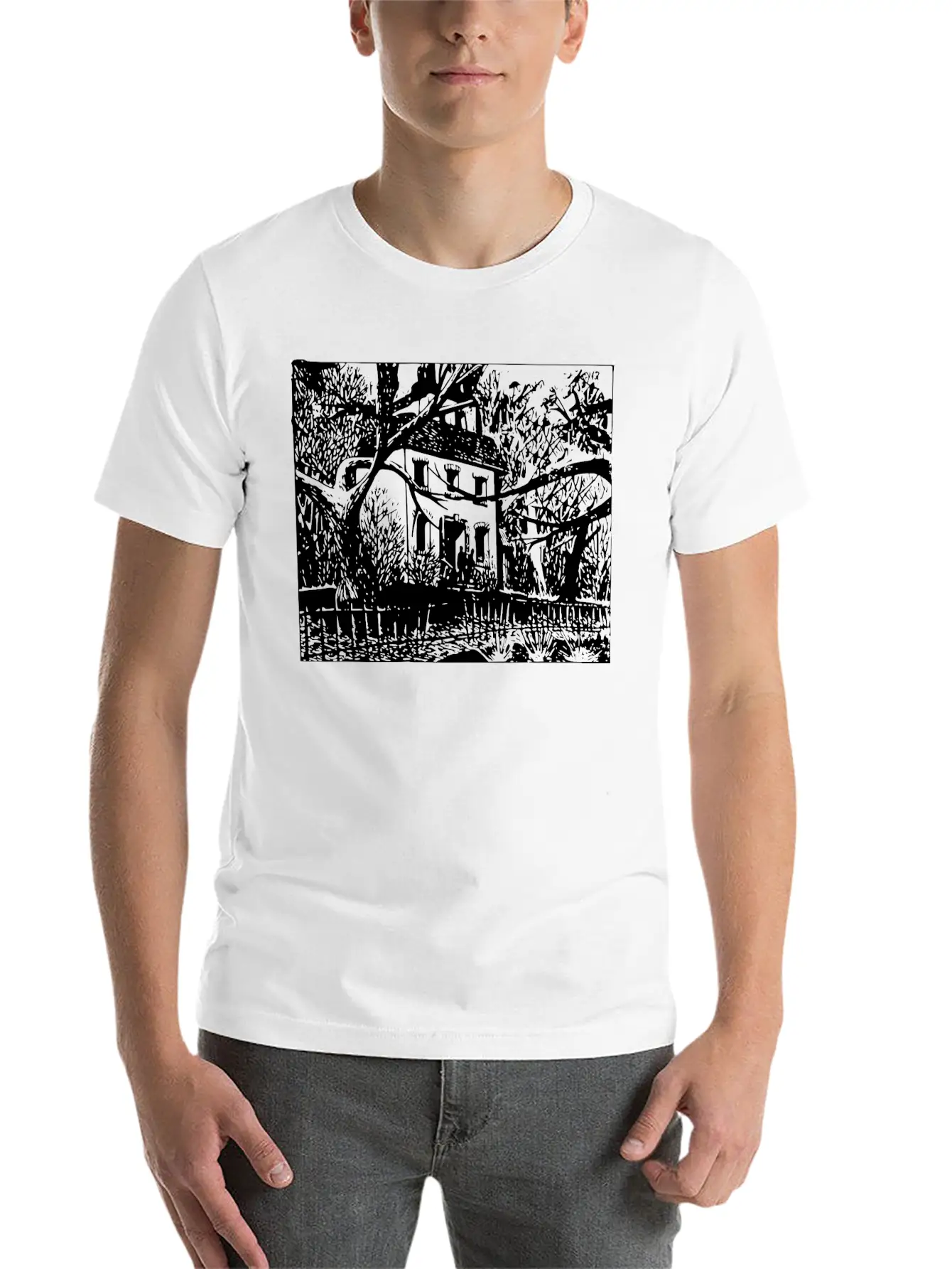 Haunted House Timeless Short Sleeve Tee – Comfy And Minimalist Design