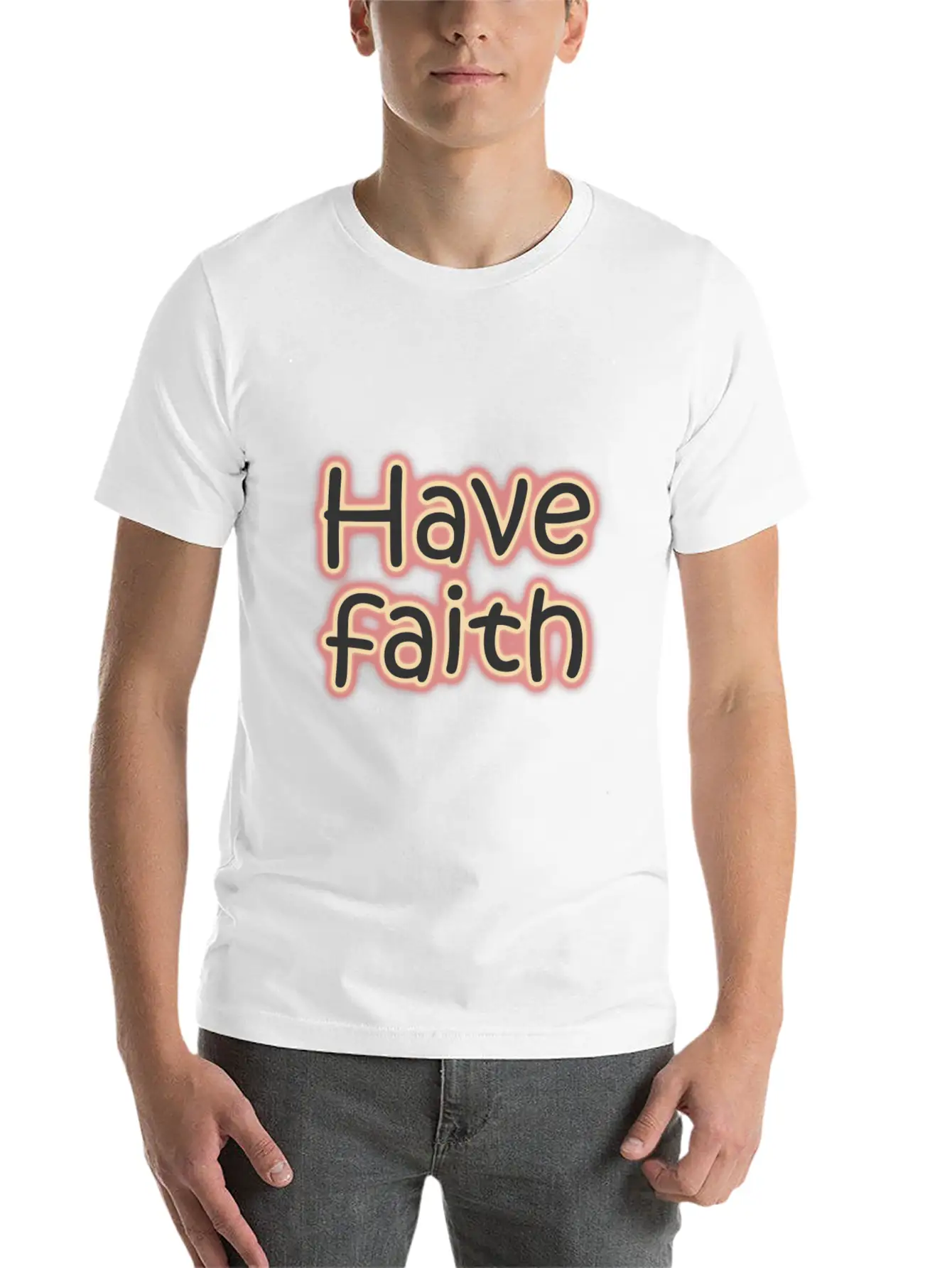Have Faith - Neon Quotes Unisex Short Sleeve Soft Cotton T-Shirt – Casual Everyday Wear