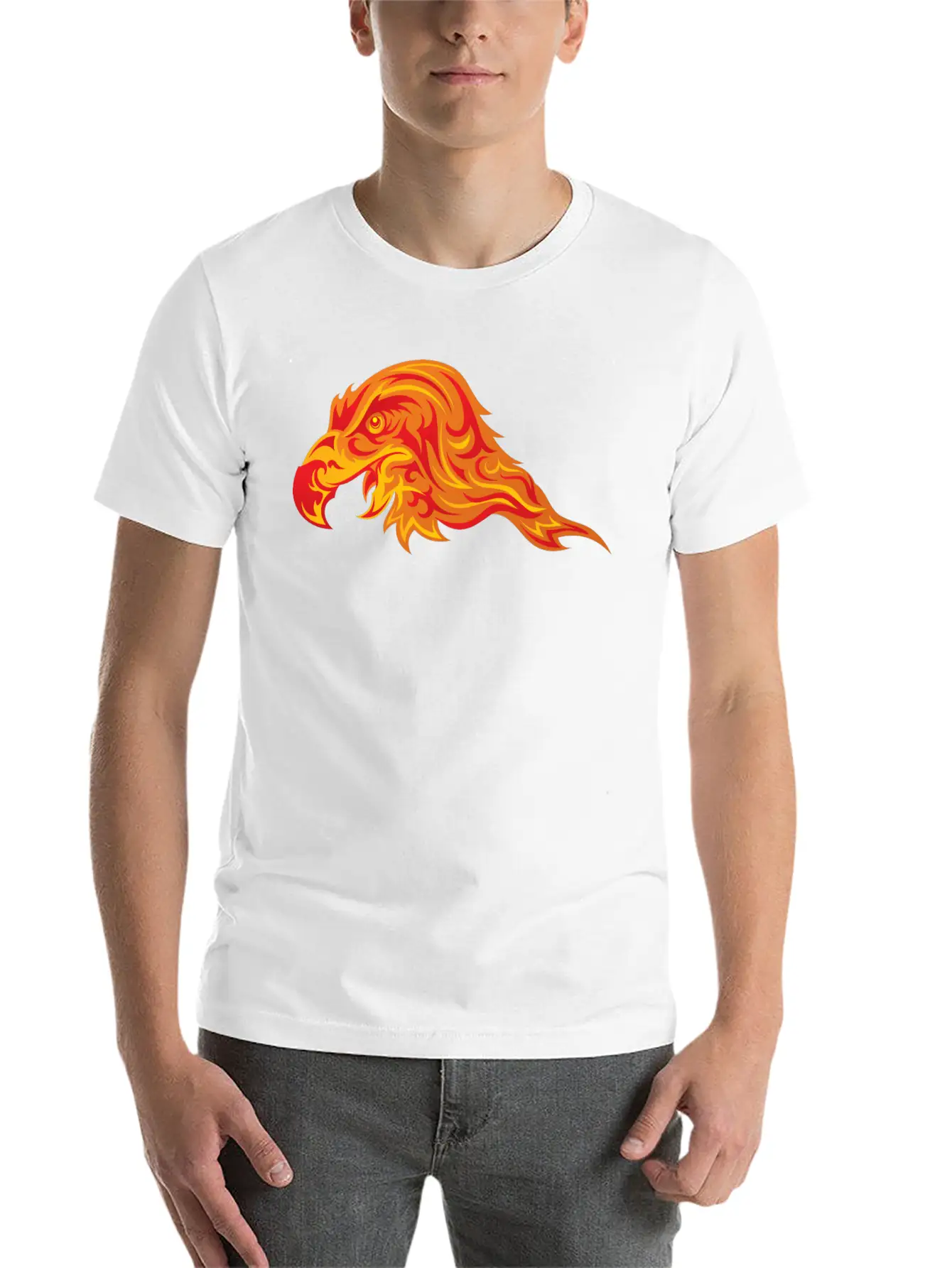 Head Eagle Predatory Bird Fire Wildlife Unisex Short Sleeve Soft Cotton T-Shirt – Casual Everyday Wear