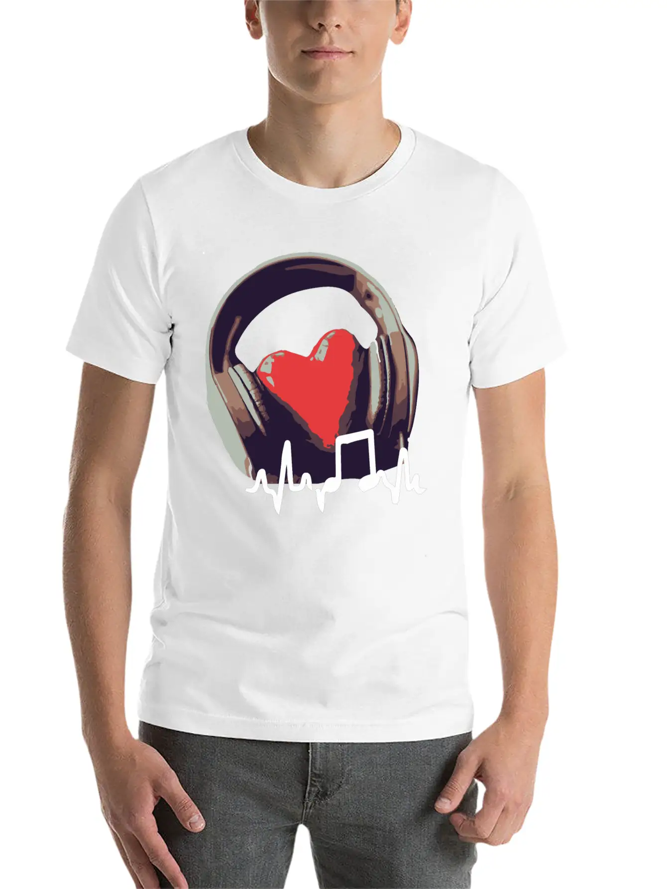 Headphone And Heart Basic Graphic T-Shirt – Daily Comfort In Soft Cotton