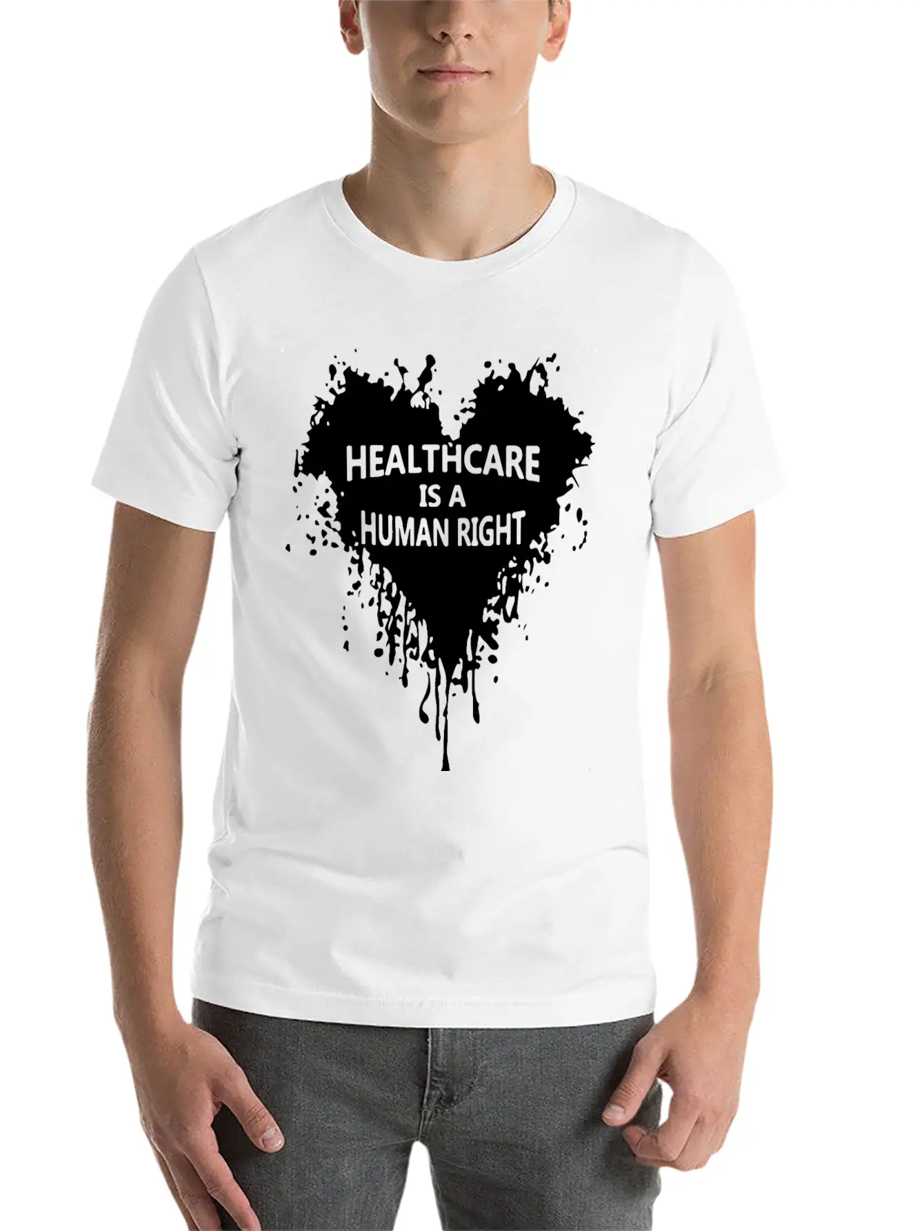 Healthcare Is A Human Right Heart Blooding Unisex Short Sleeve Soft Cotton T-Shirt – Casual Everyday Wear