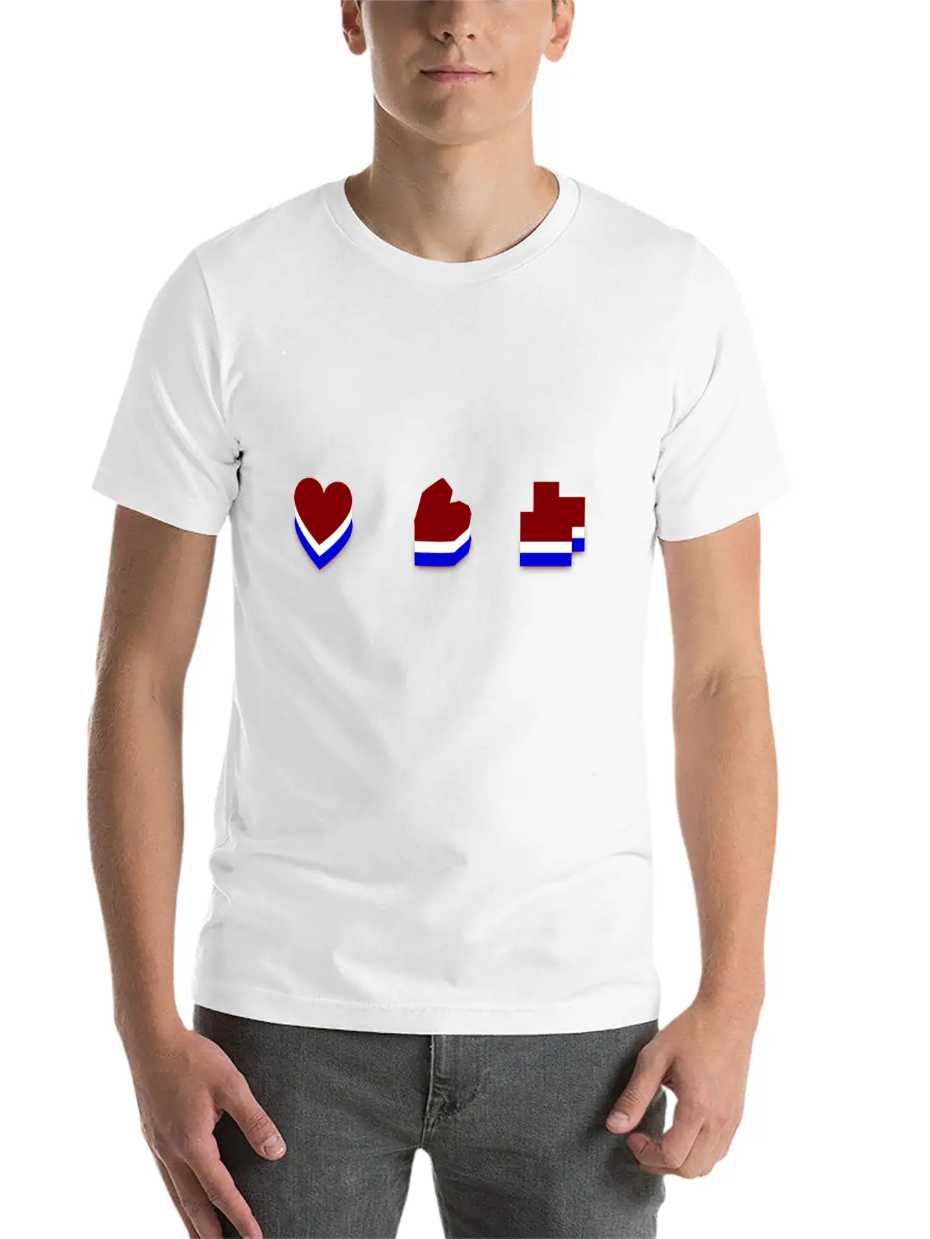 Heart Mosaic Blue Comfortable Minimalist Graphic Tee – Summer Style Essential