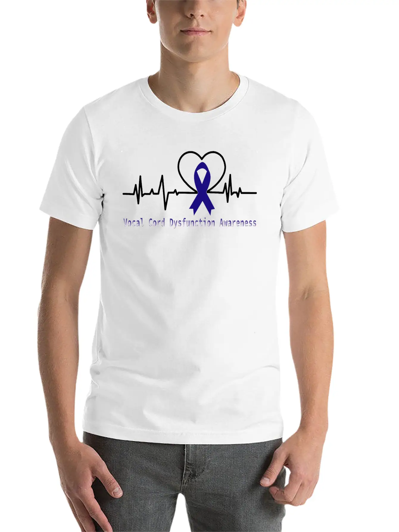 Heartbeat Vocal Cord Dysfunction Awareness With Bl Unisex Short Sleeve Soft Cotton T-Shirt – Casual Everyday Wear