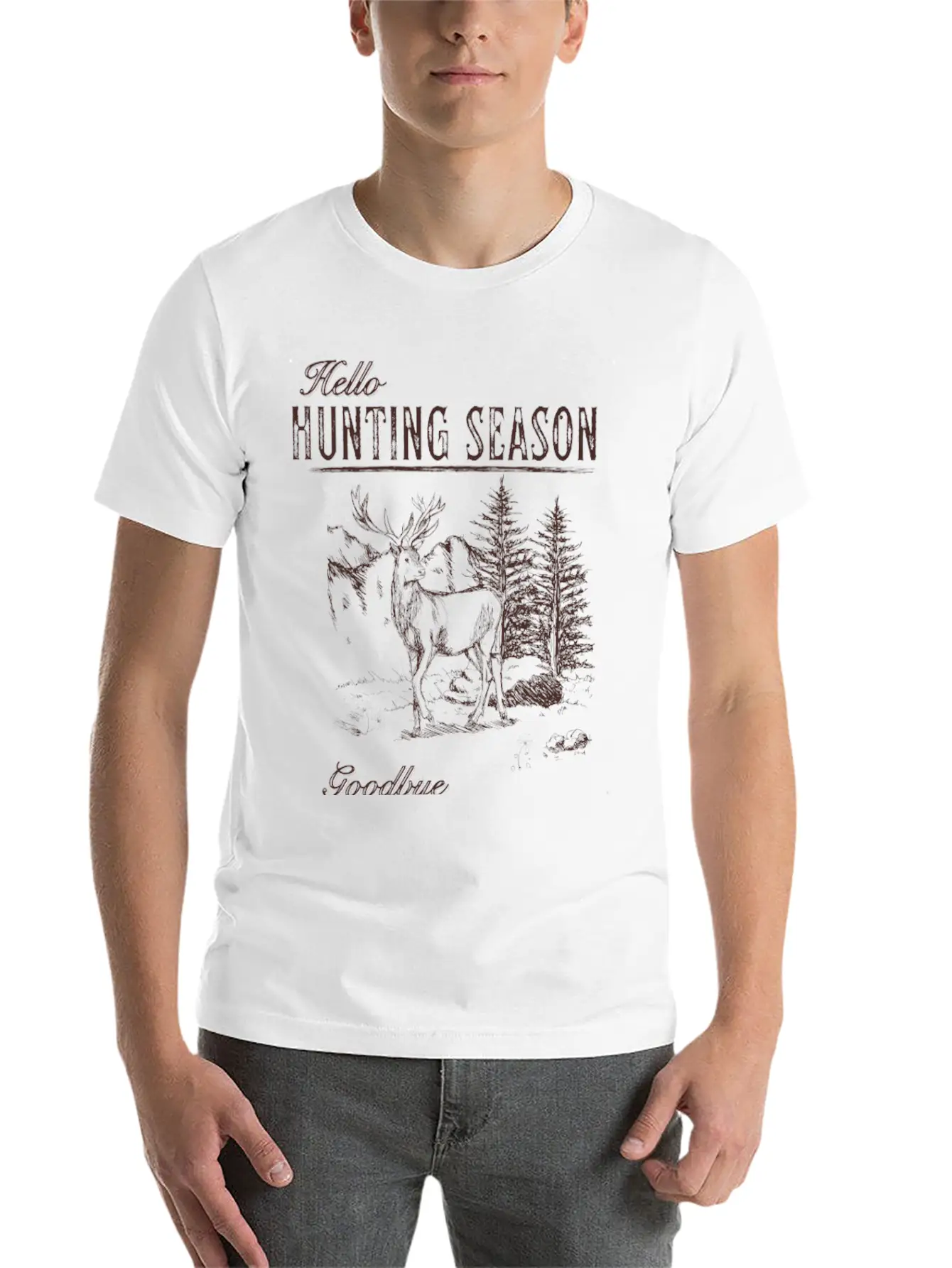 Hello Hunting Season Goodbye Husband Unisex Short Sleeve Soft Cotton T-Shirt – Casual Everyday Wear