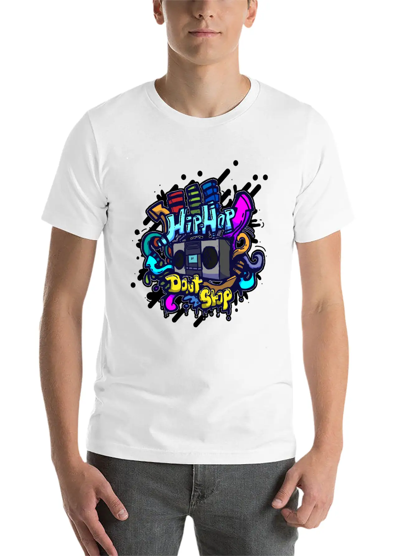 Hip Hop Classic Ghettoblaster Graffiti Timeless Short Sleeve Tee – Comfy And Minimalist Design