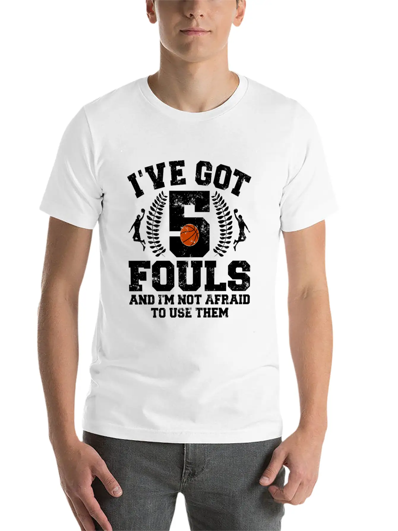 Hoops Basketball Player Streetball Hooping 5 Fouls Stylish Everyday T-Shirt – Unisex Basic Cotton Tee