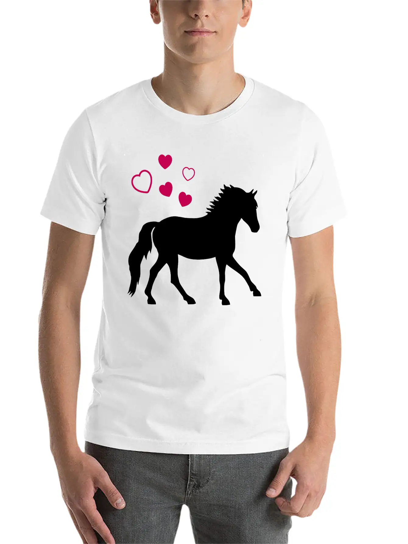 Horse With Hearts Basic Graphic T-Shirt – Daily Comfort In Soft Cotton