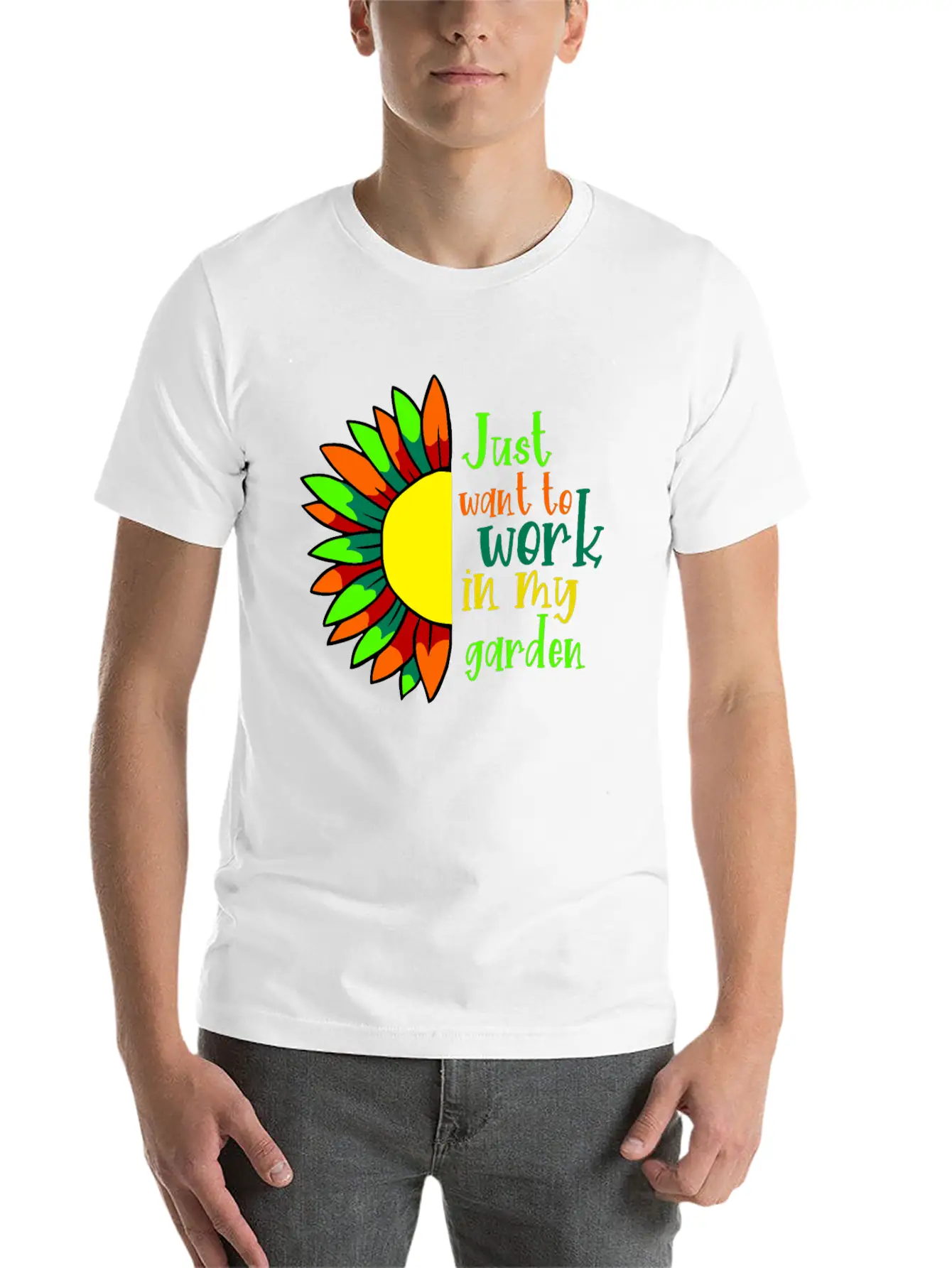 I Just Want Work In My Garden - For Gardeners 2 Unisex Short Sleeve Soft Cotton T-Shirt – Casual Everyday Wear