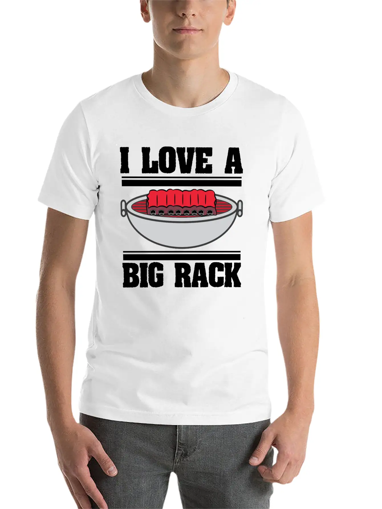 I Love A Big Rack Who Also Loves To Eat Ribs BBQ Unisex Short Sleeve Soft Cotton T-Shirt – Casual Everyday Wear
