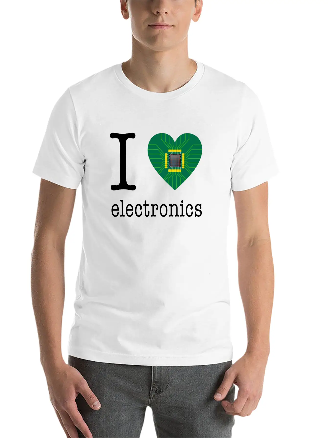 I Love Electronics / Gift Idea Unisex Short Sleeve Soft Cotton T-Shirt – Casual Everyday Wear