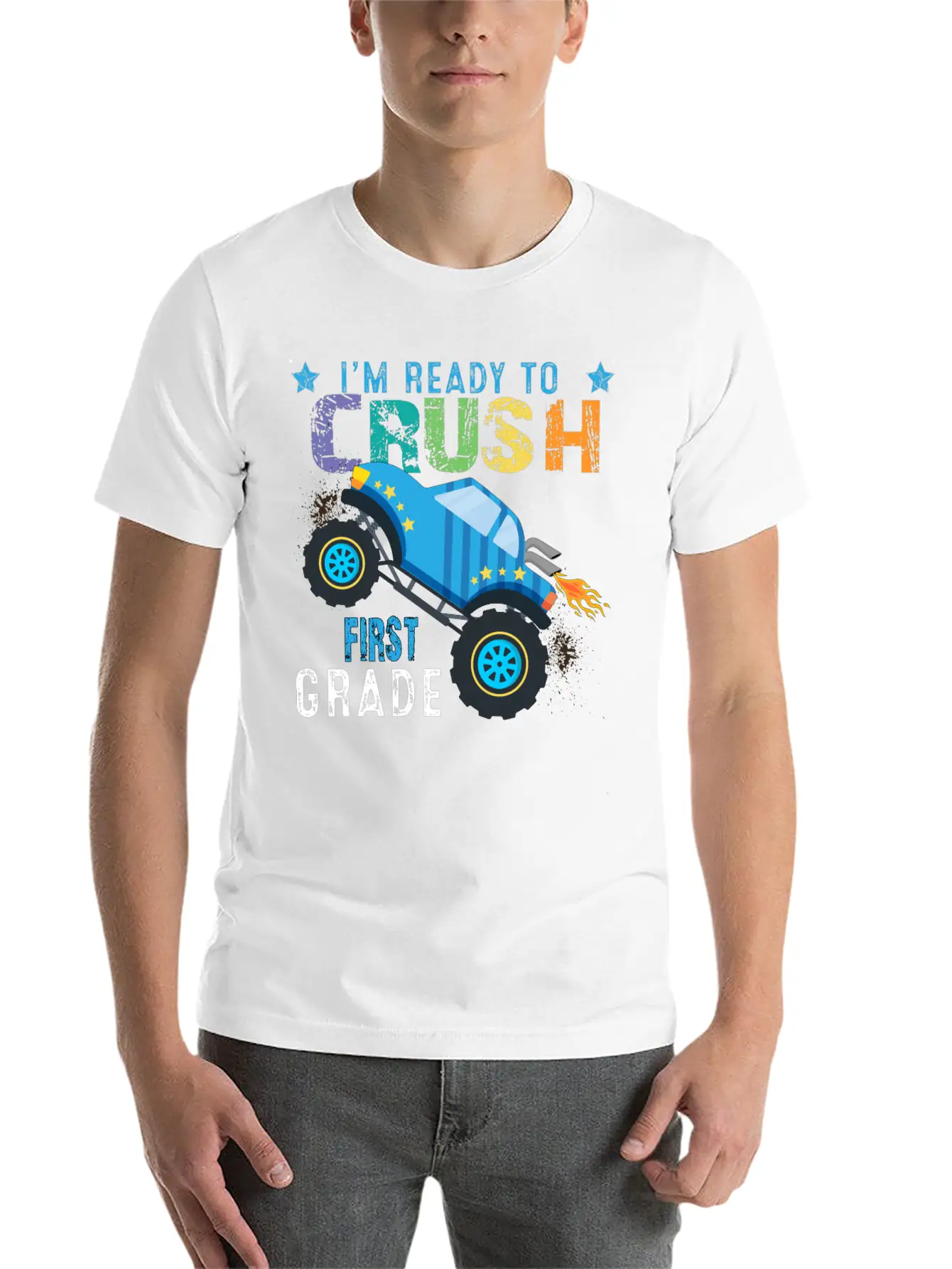 I M Ready To Crush FIRST Grade Monster Truck Comfortable Minimalist Graphic Tee – Summer Style Essential