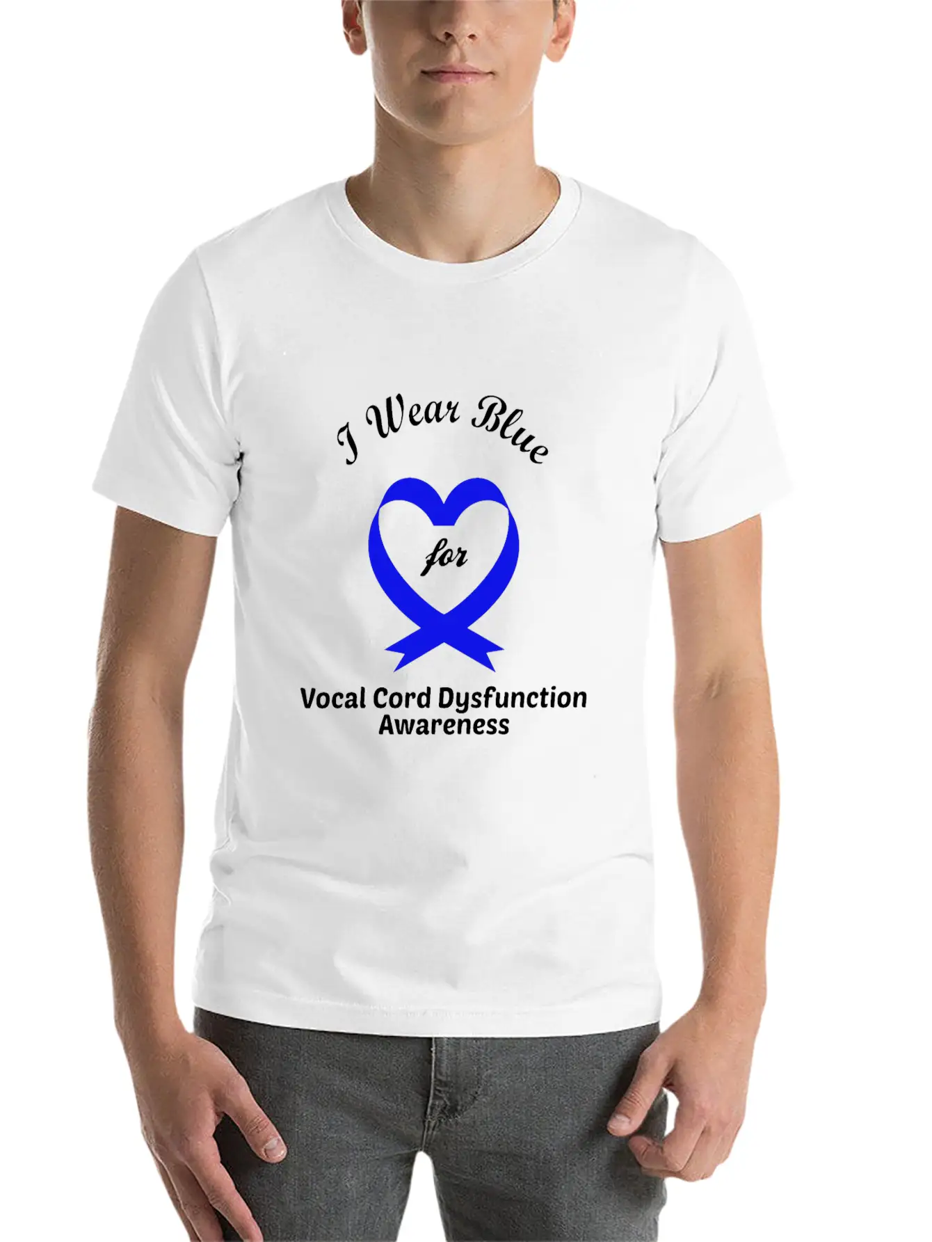 I Wear Blue For Vocal Cord Dysfunction Awareness Essential Unisex Summer Tee – Soft Cotton Casual Fit