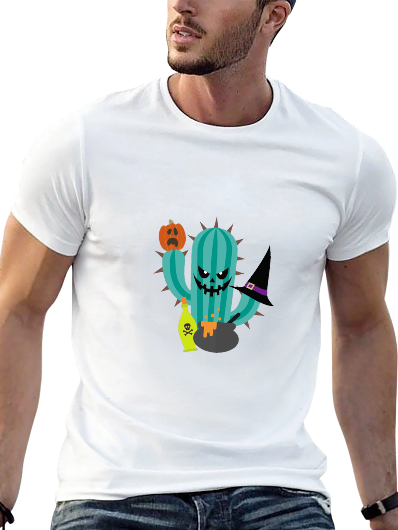 Halloween Cactus Graphic T-Shirt - Spooky Season Style