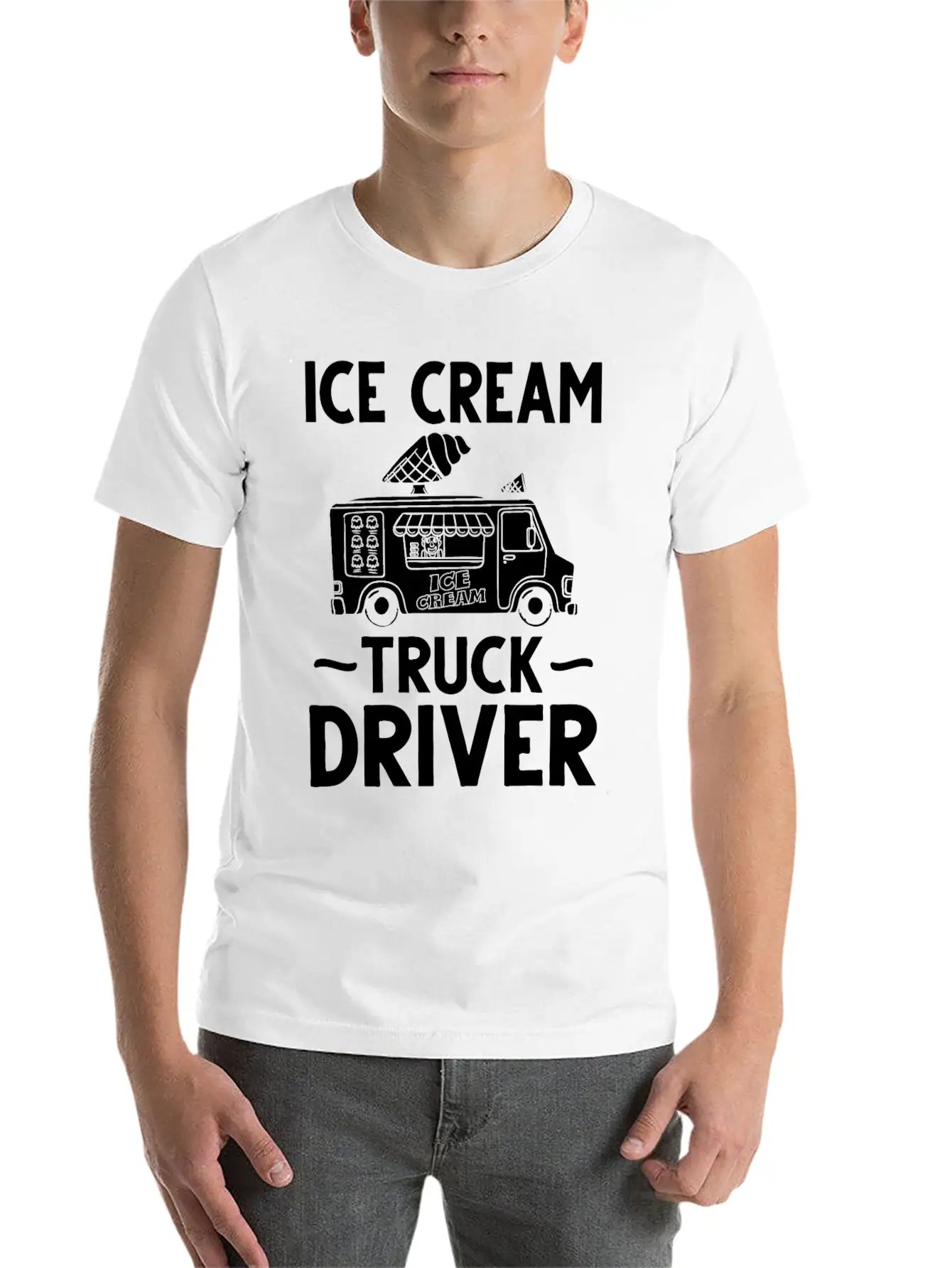 Ice Cream Truck Driver Ice Cream Van Man Stylish Everyday T-Shirt – Unisex Basic Cotton Tee