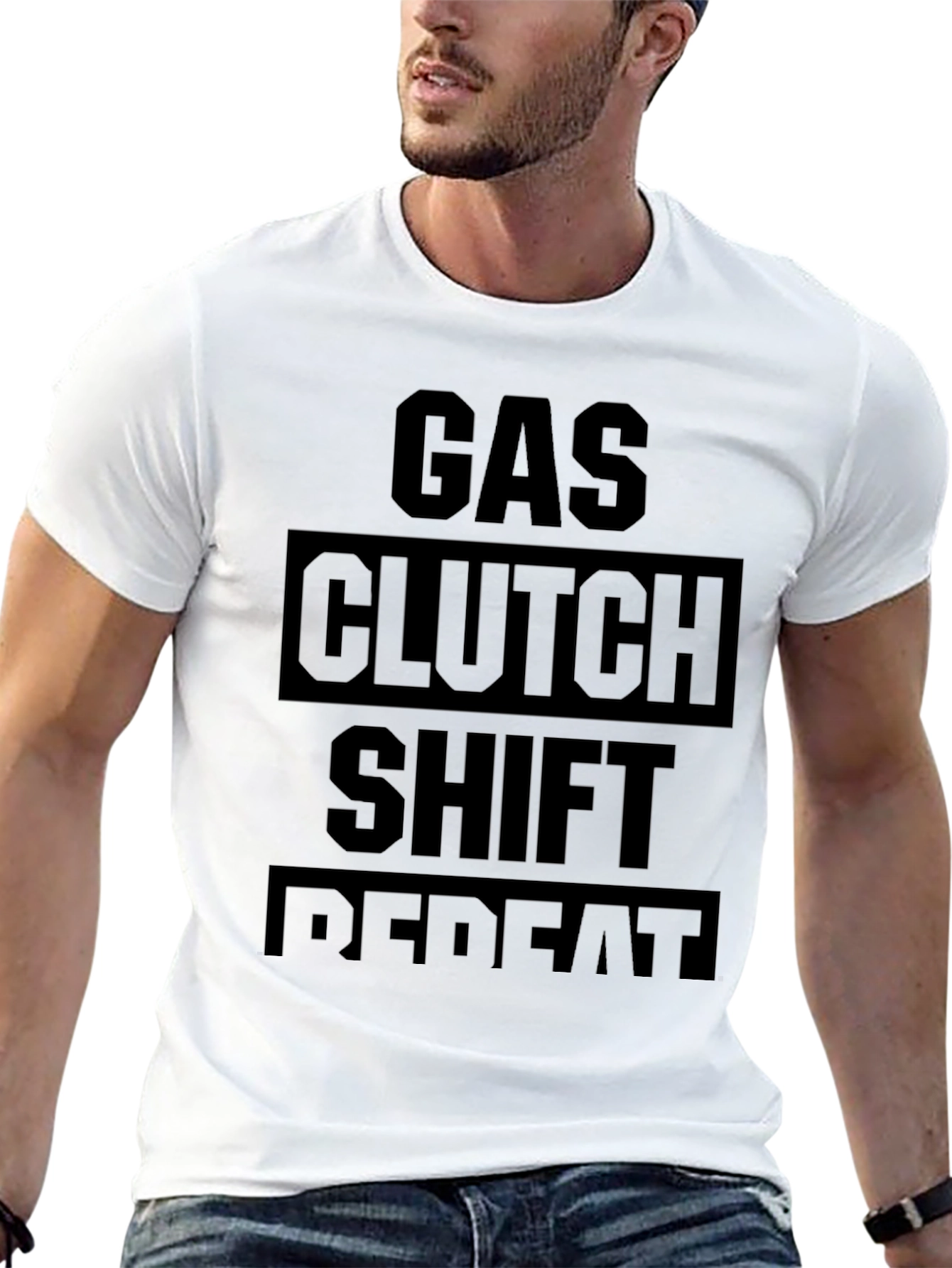 Gas Clutch Shift Repeat Black Graphic Tee